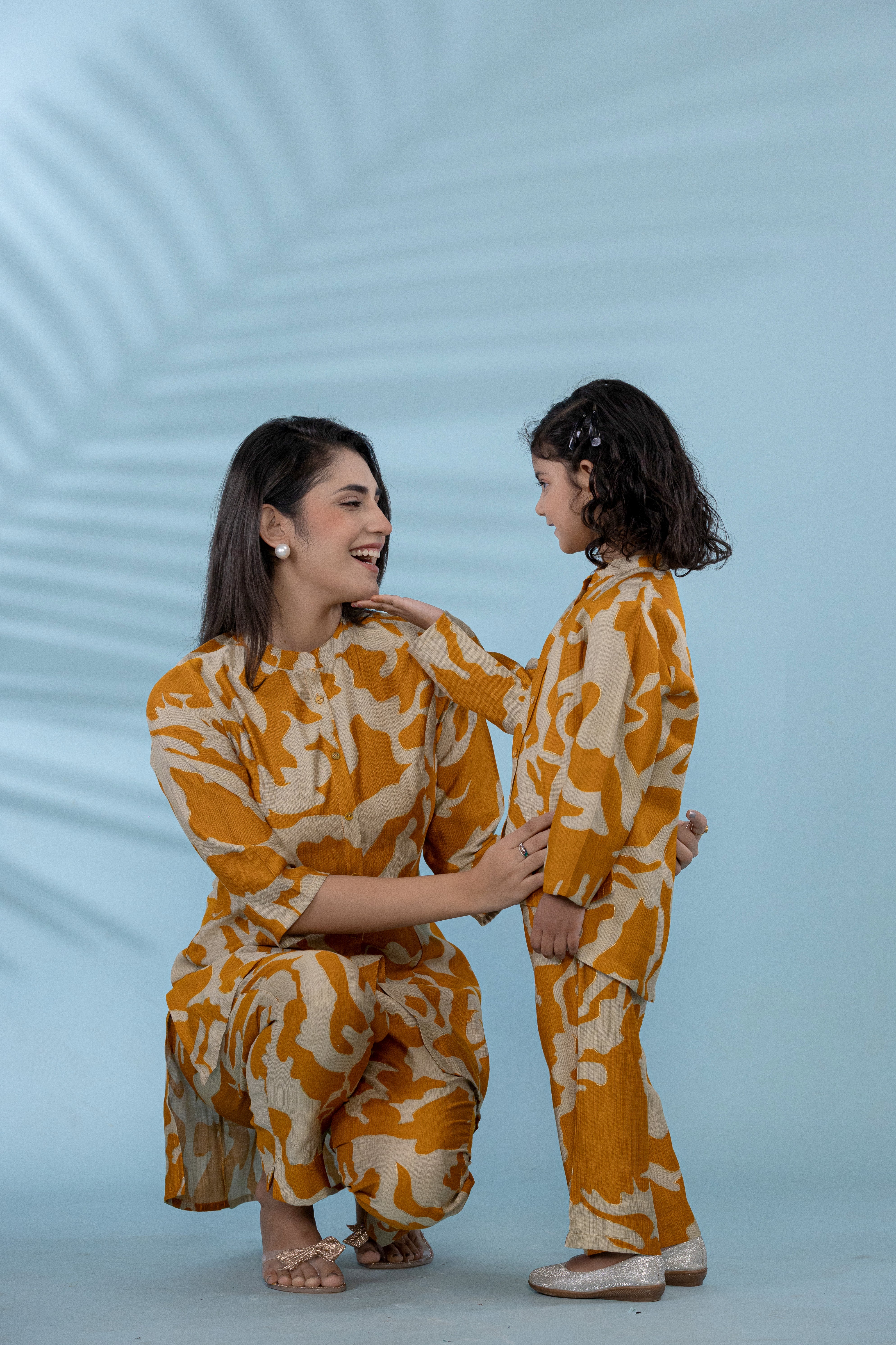 Button-Up Co-Ord Set With Yellow And White Abstract Floral Print