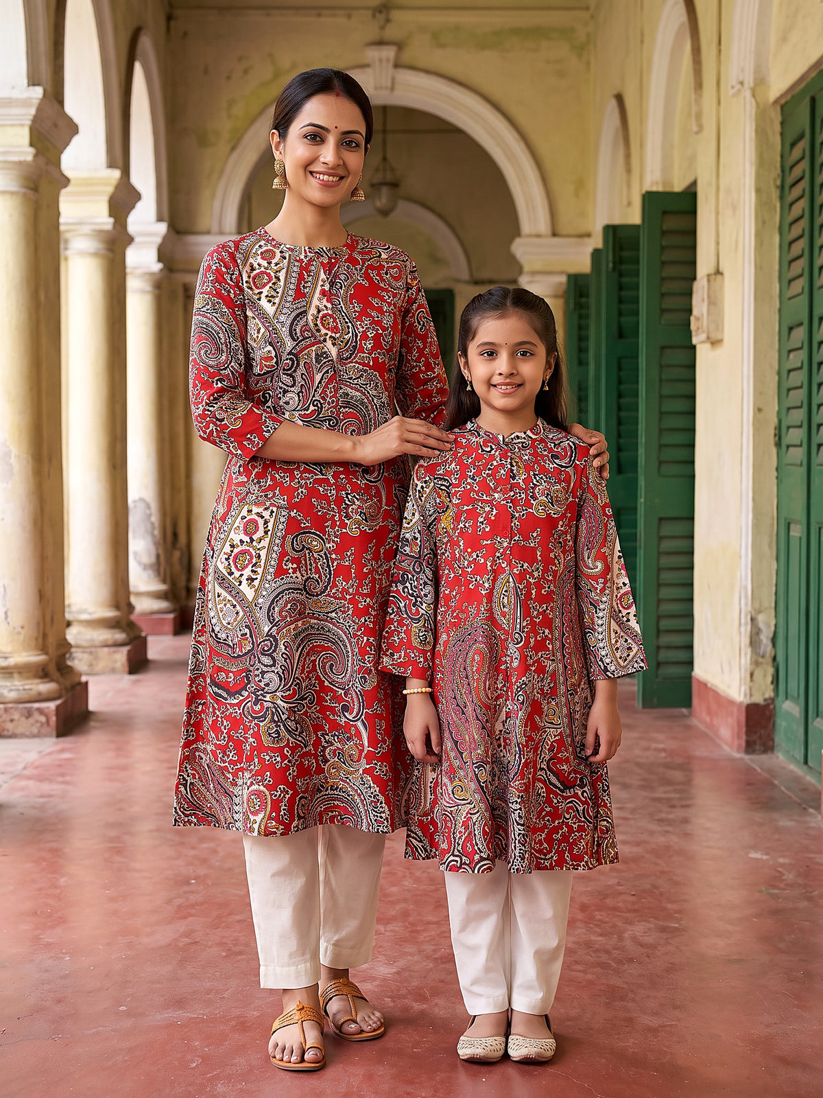 Maa Beti Red Paisley kurti - front