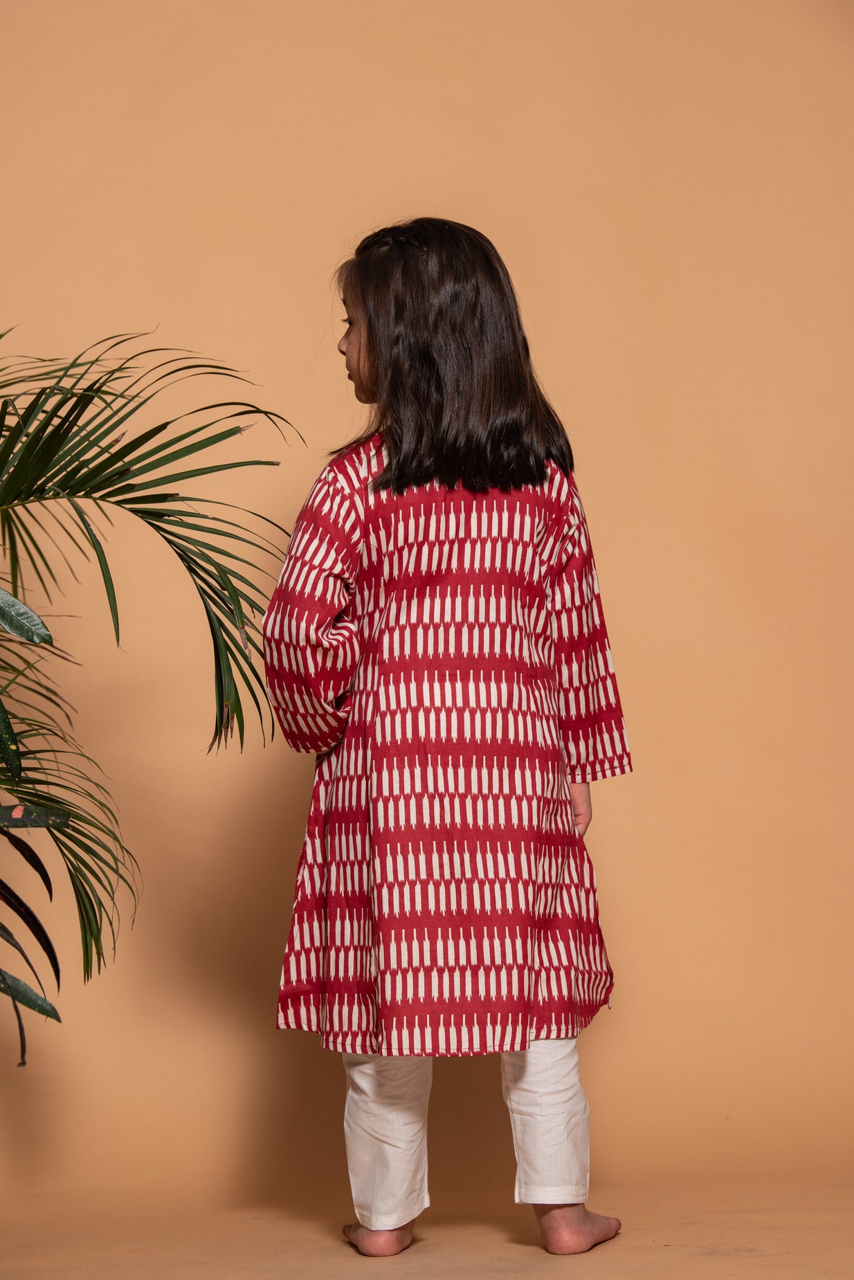 Maroon Temple Cotton Printed Girl's Kurti