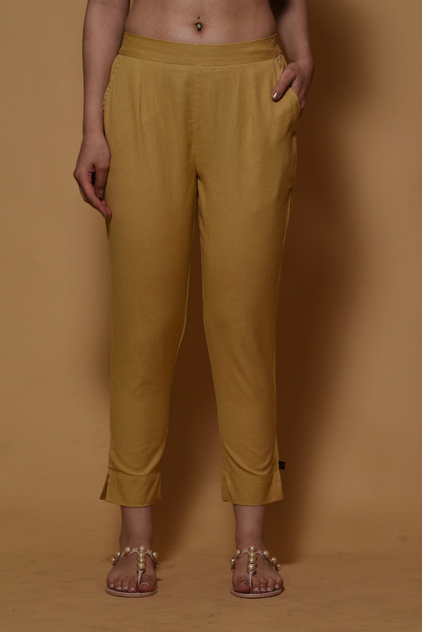 Fawn Cotton Stretchable Straight Pant