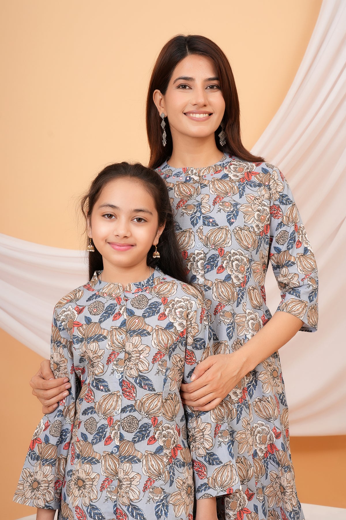 Multicolor Floral Printed Grey Base Kurta For Beta