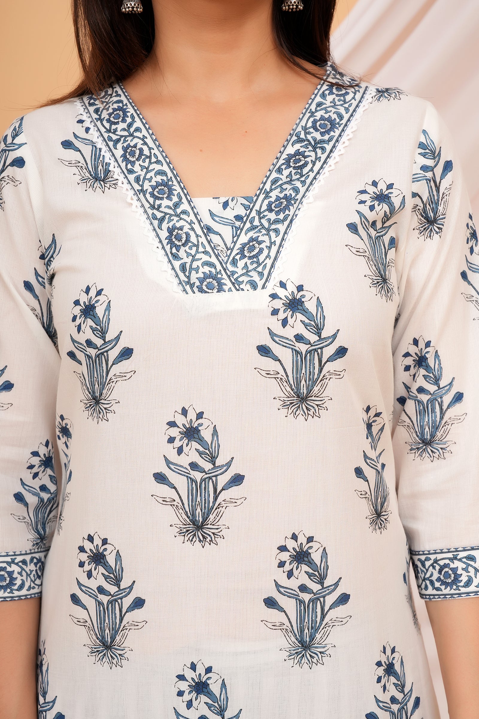 Windflower Printed Ladies Traditional Ethnic Wear 3 Pcs Set - White