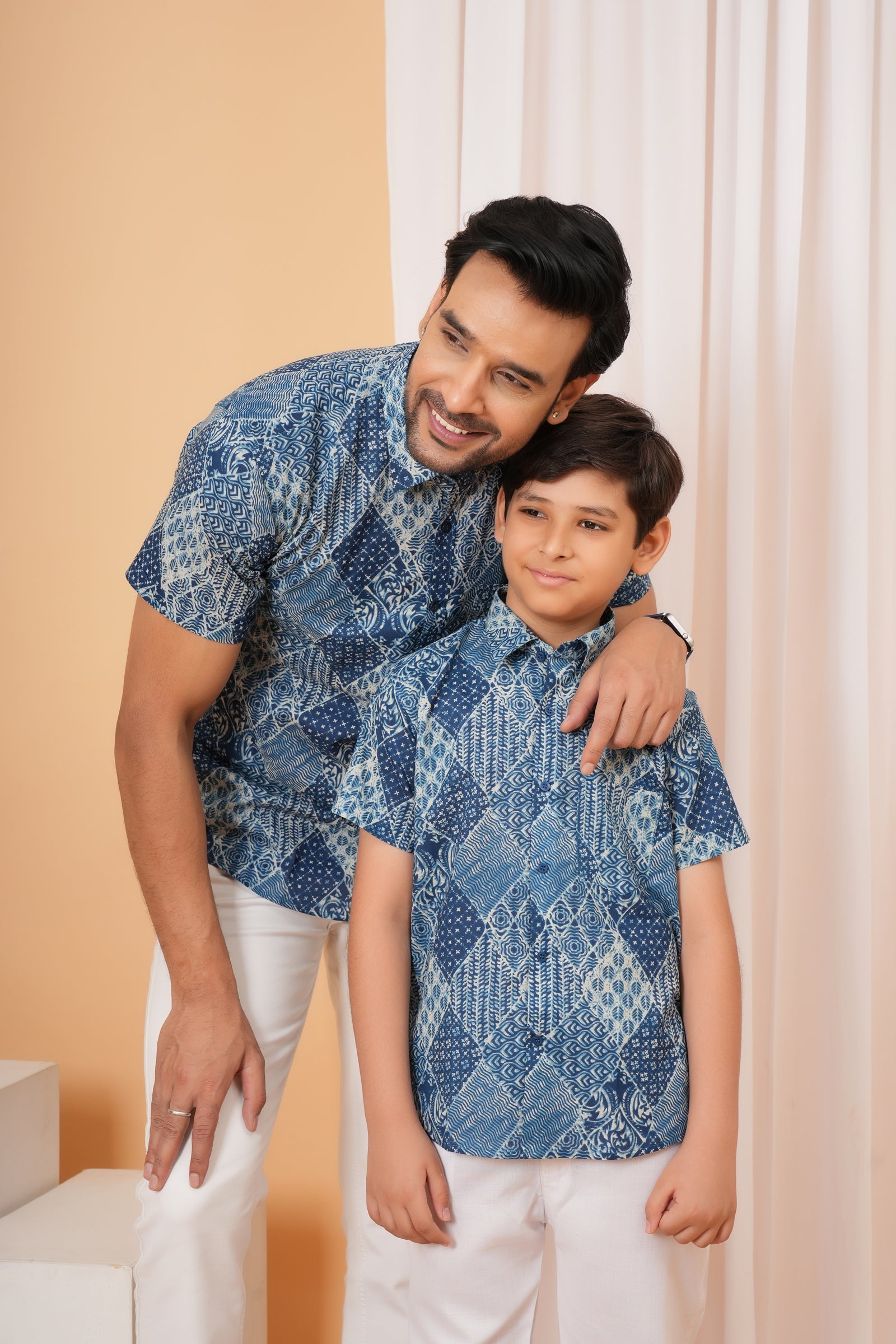 Blue Checkered Printed Baap Beta Shirt