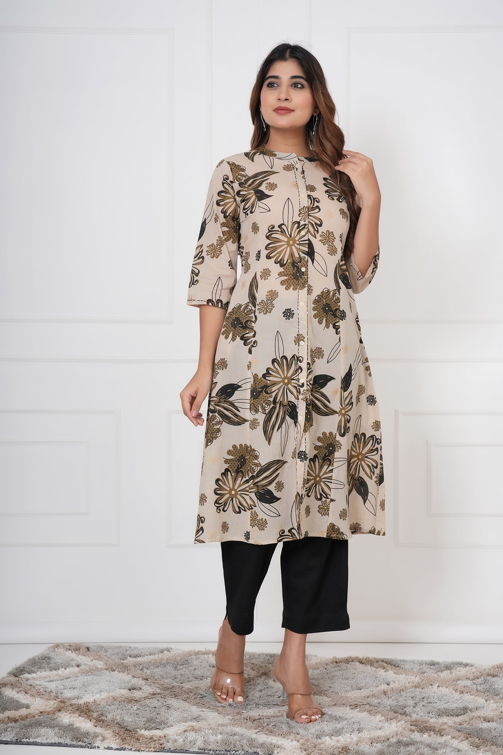 Bold Flower Printed Ladies Kurti