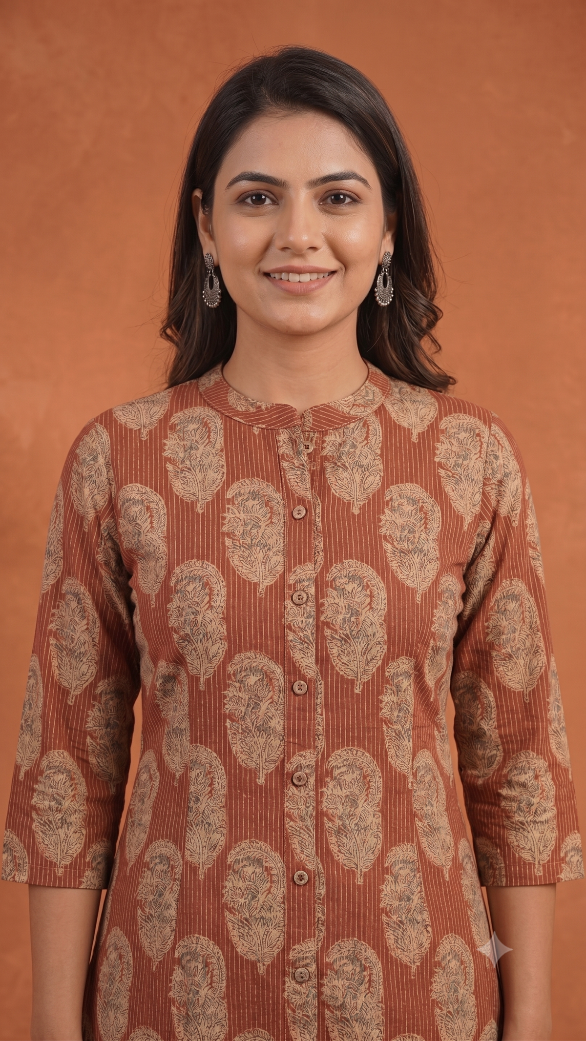 Floral Themed Kantha Stitch Traditional Flower Printed Kurti for Women - Maroon