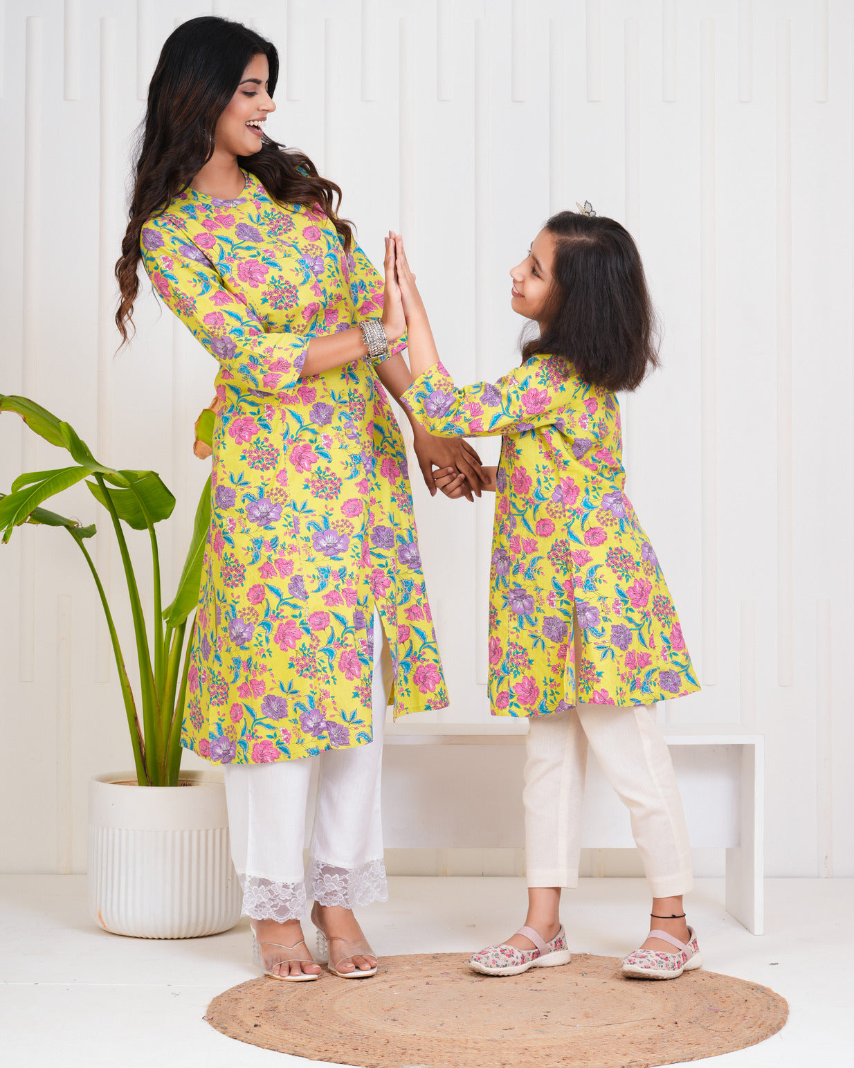 Light Green With Floral Print Cotton Kurti