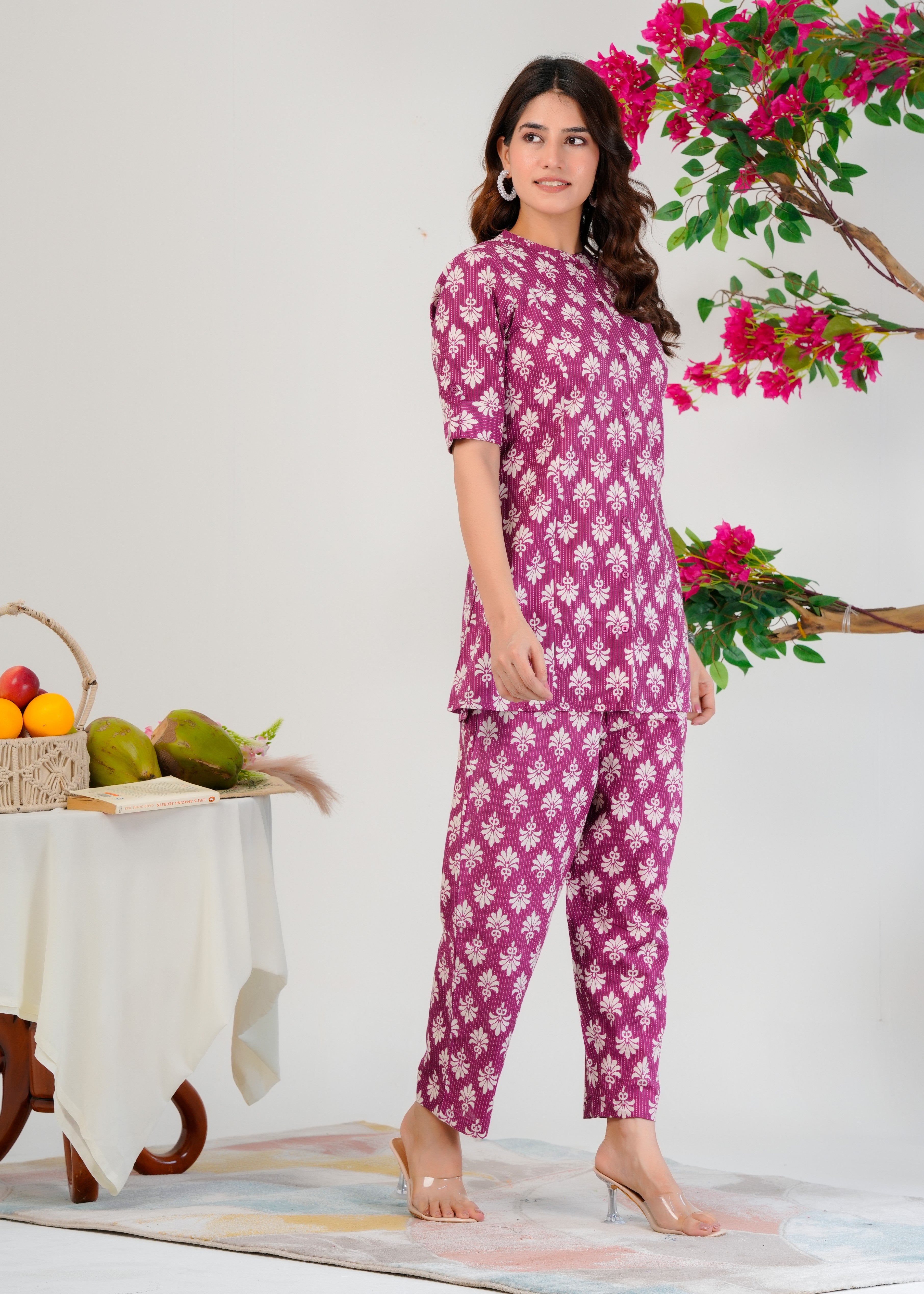 Floral Printed Cotton Ladies Co-Ord Set