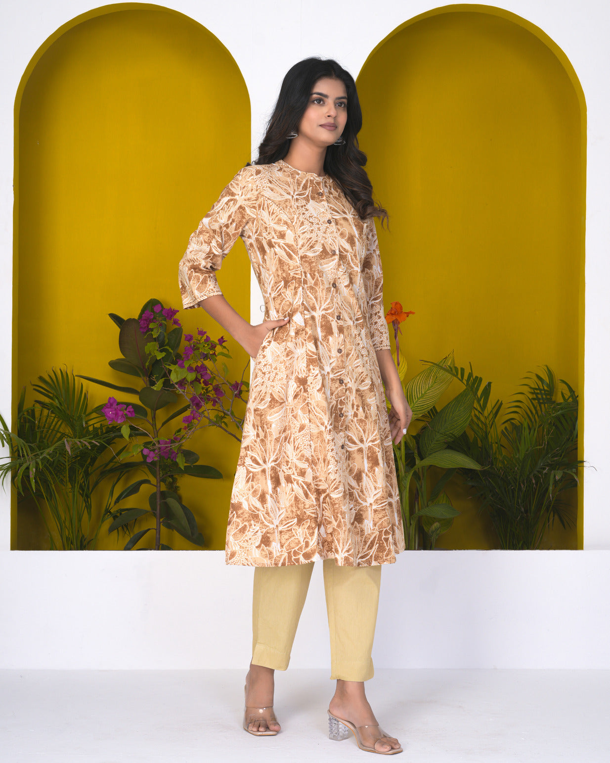 Bronze With Floral Cotton Kurti