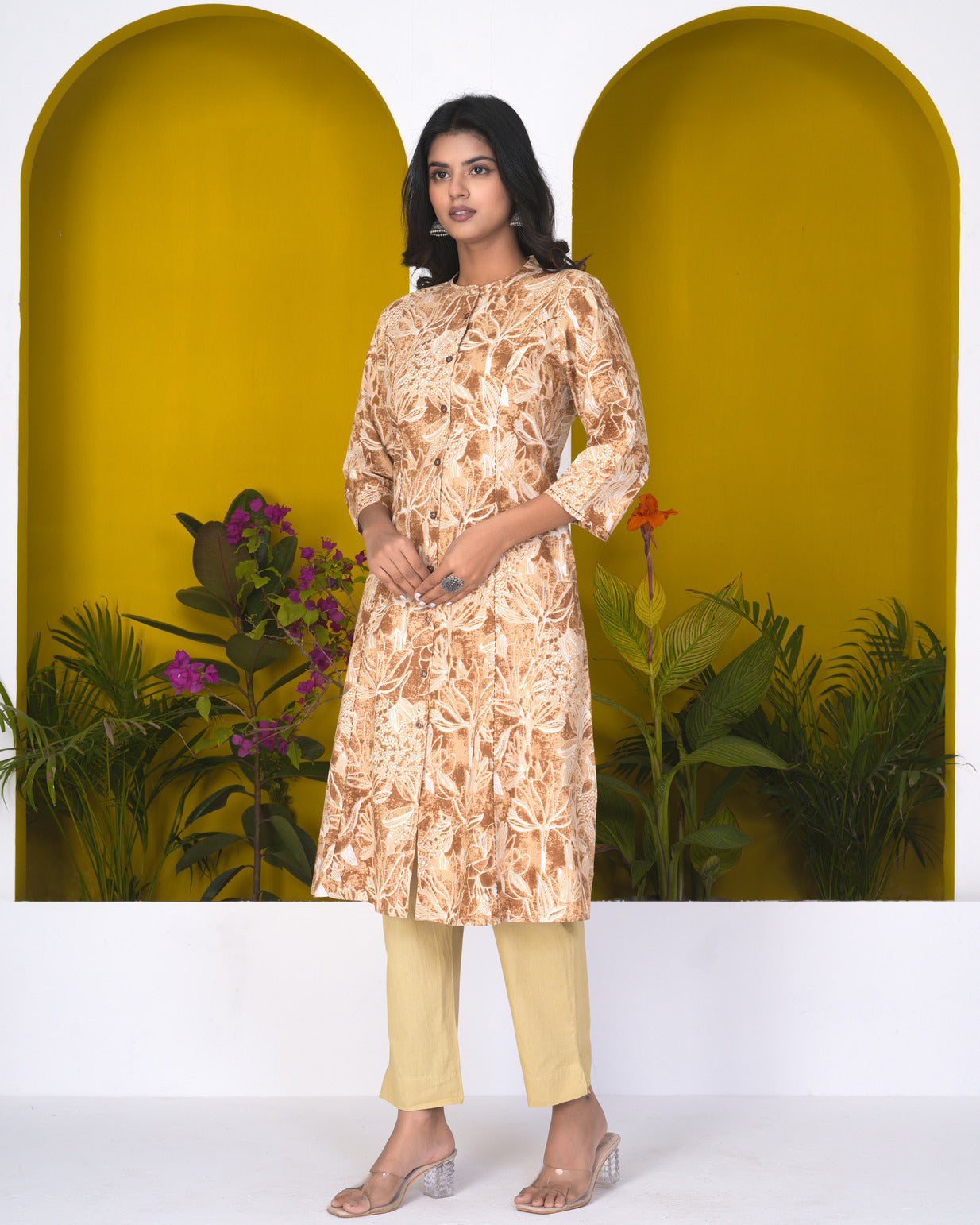 Bronze With Floral Cotton Kurti