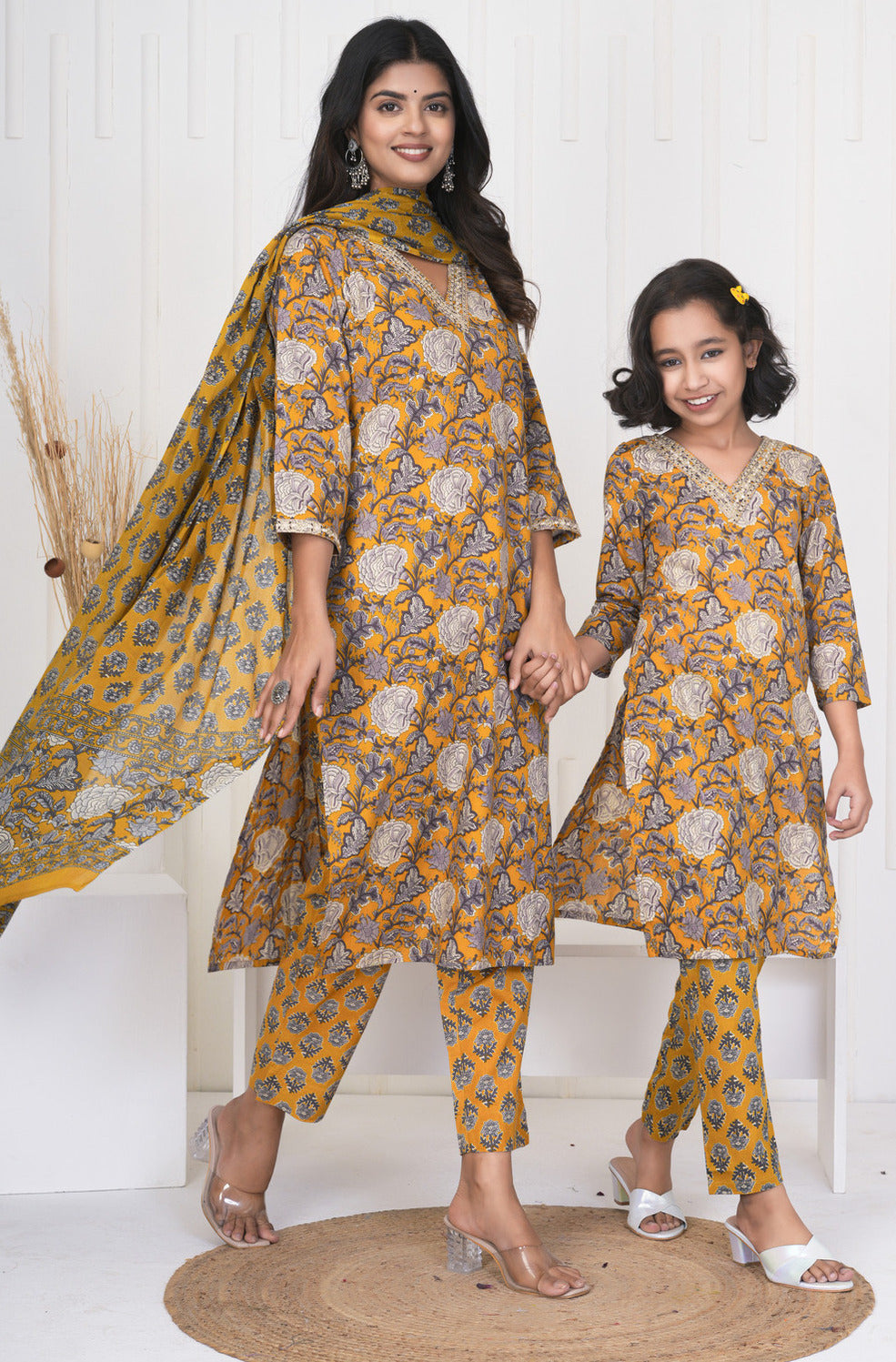 Turmeric With Floral Cotton Suit Set