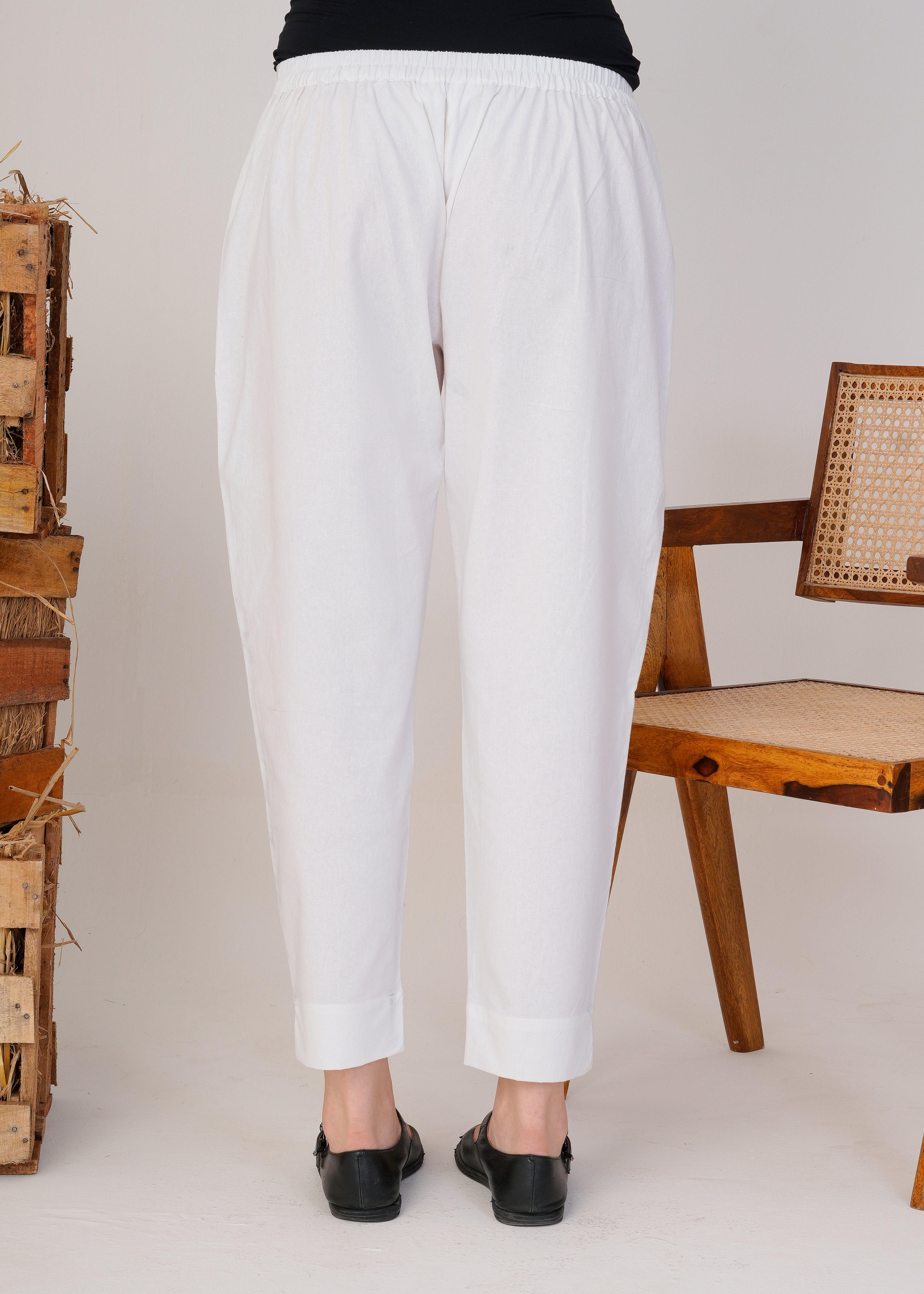 White Cotton Simple Kurta Pant