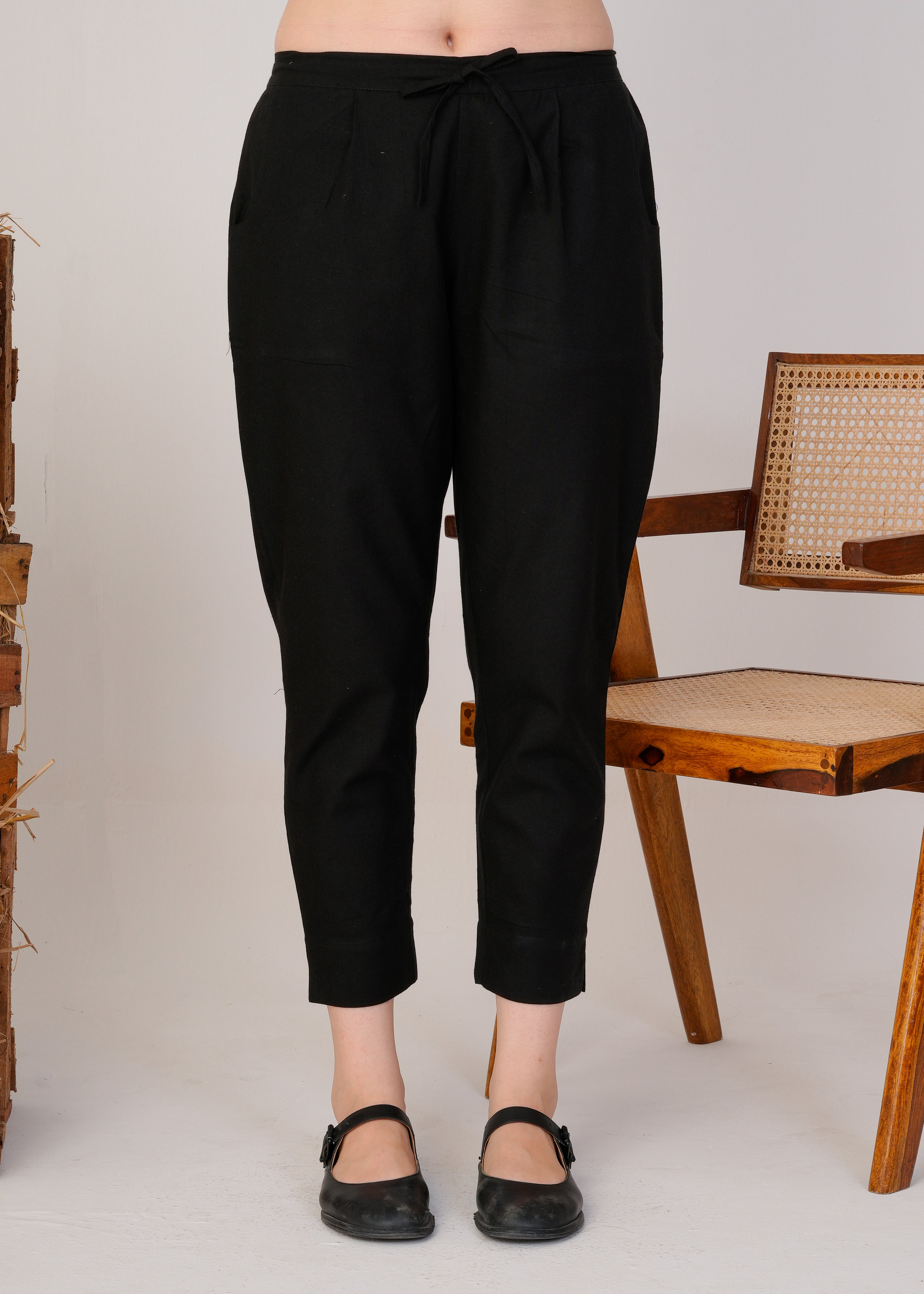 Black Cotton Simple Kurta Pant