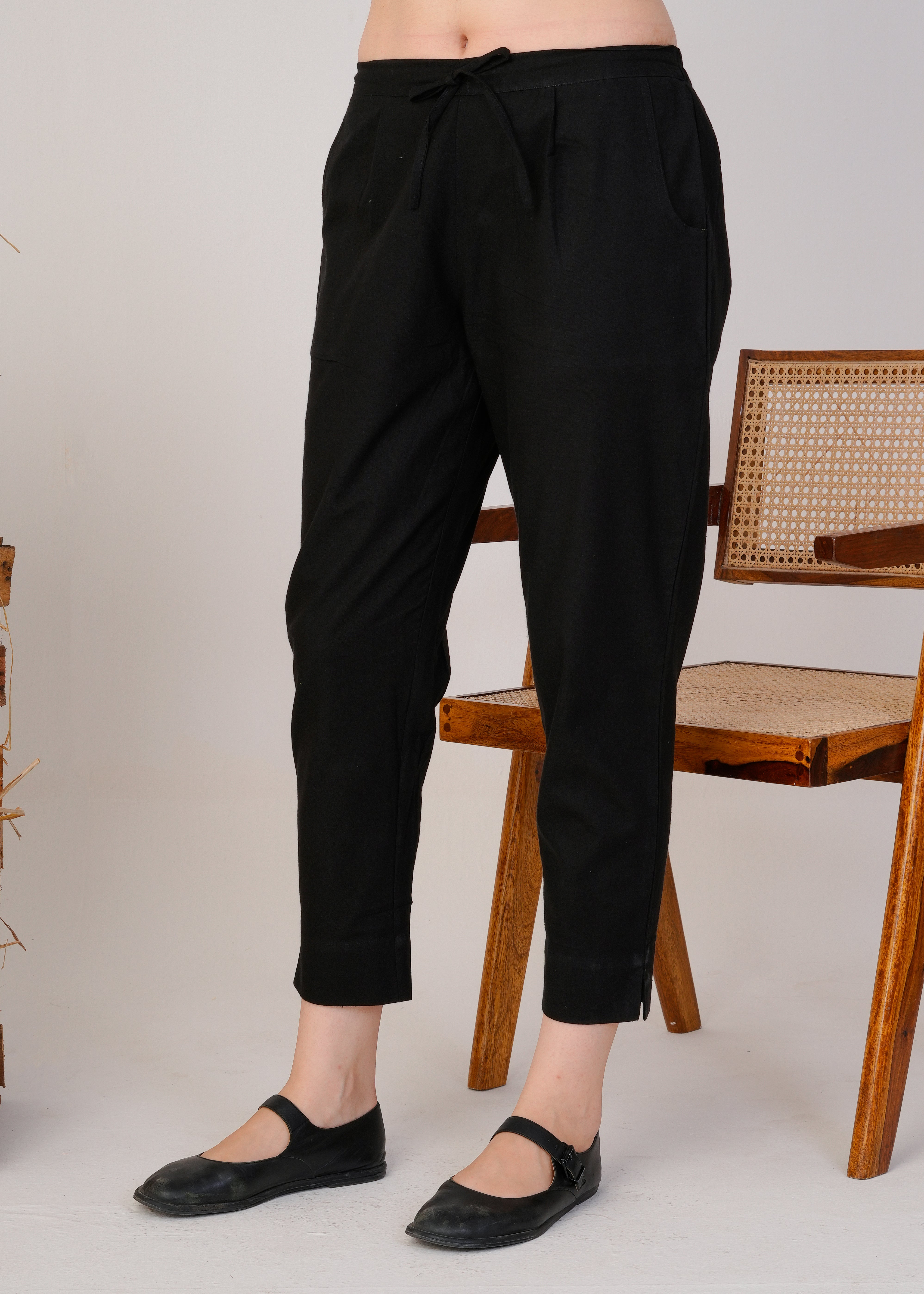 Black Cotton Simple Kurta Pant