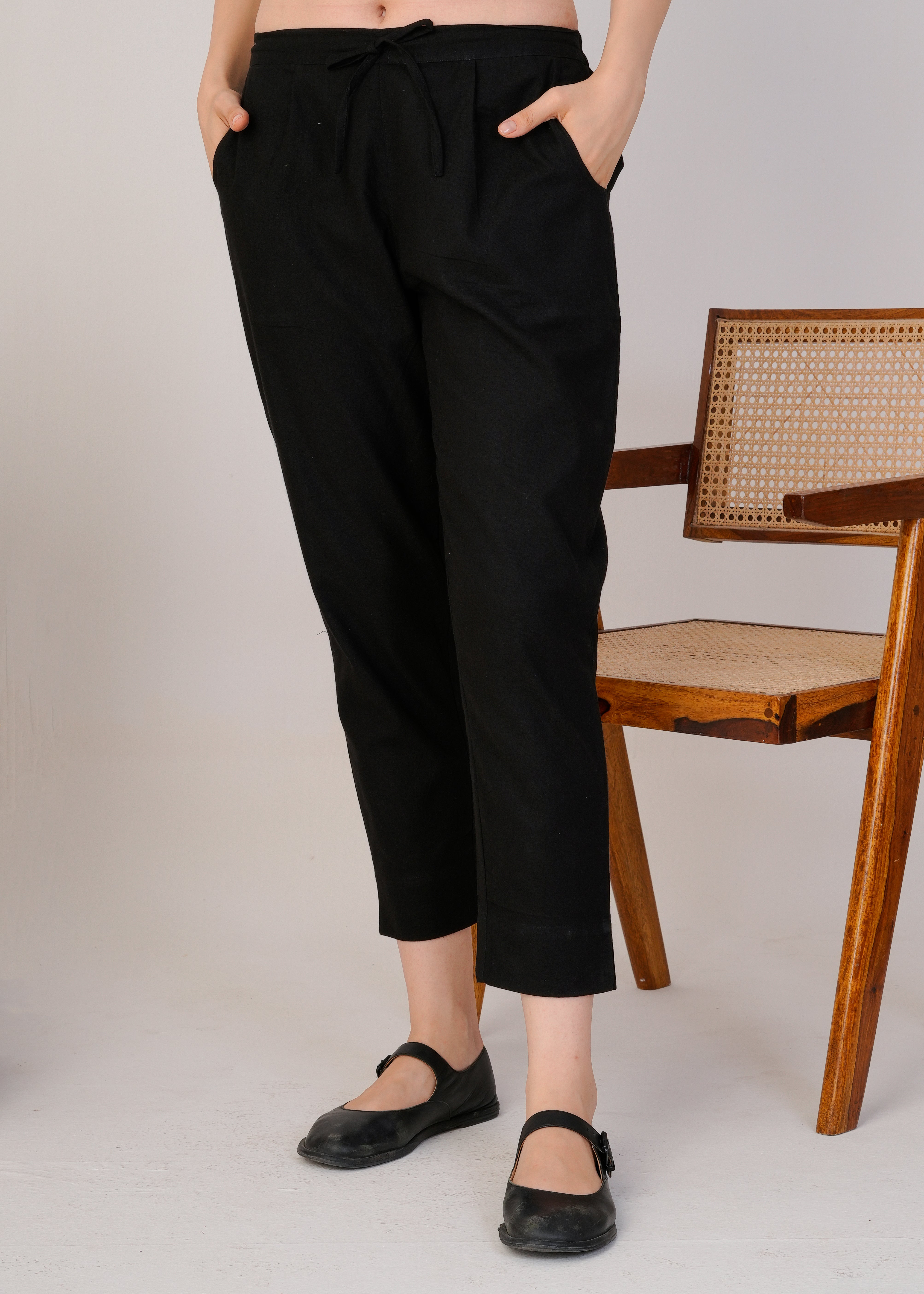 Black Cotton Simple Kurta Pant