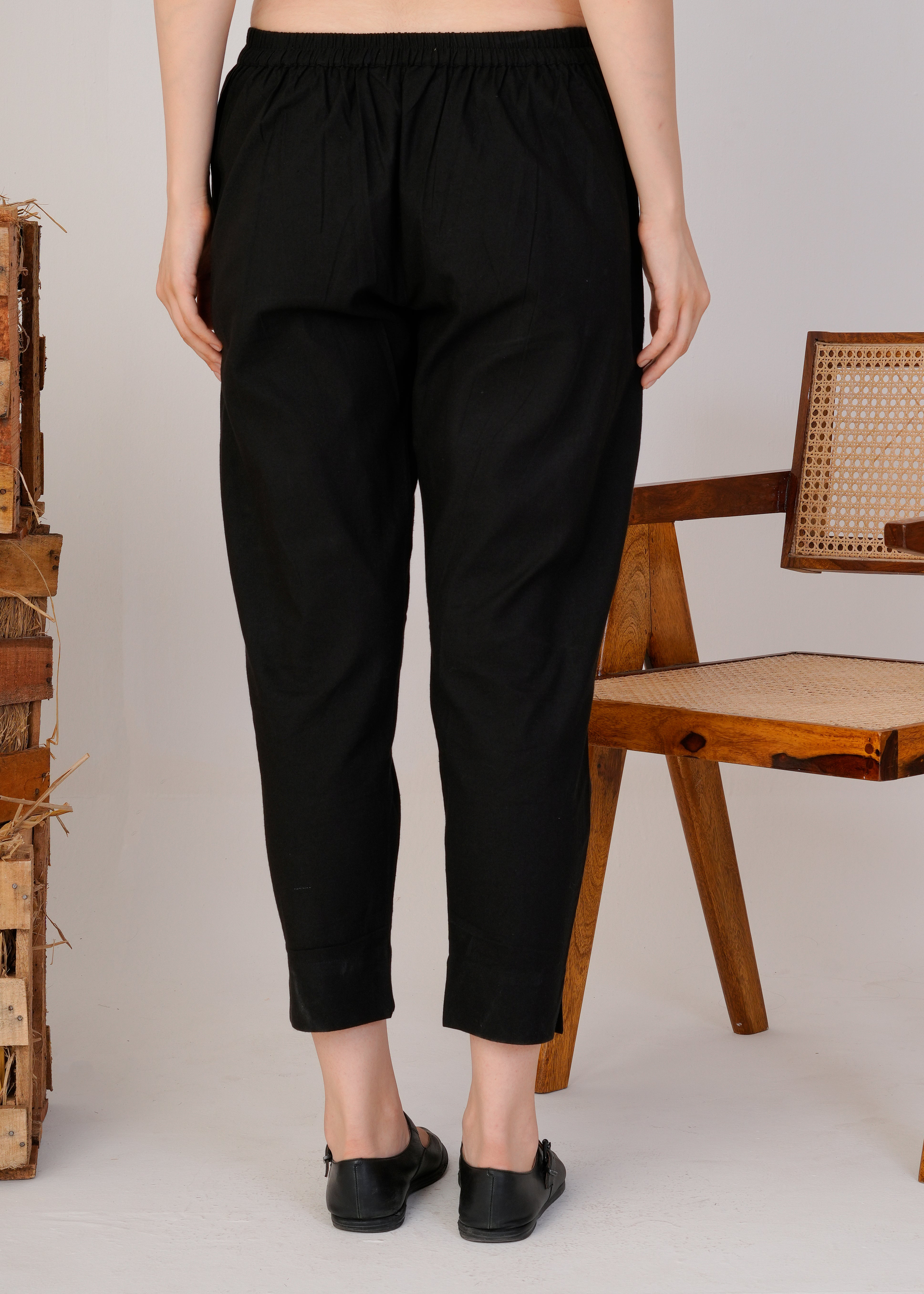 Black Cotton Simple Kurta Pant