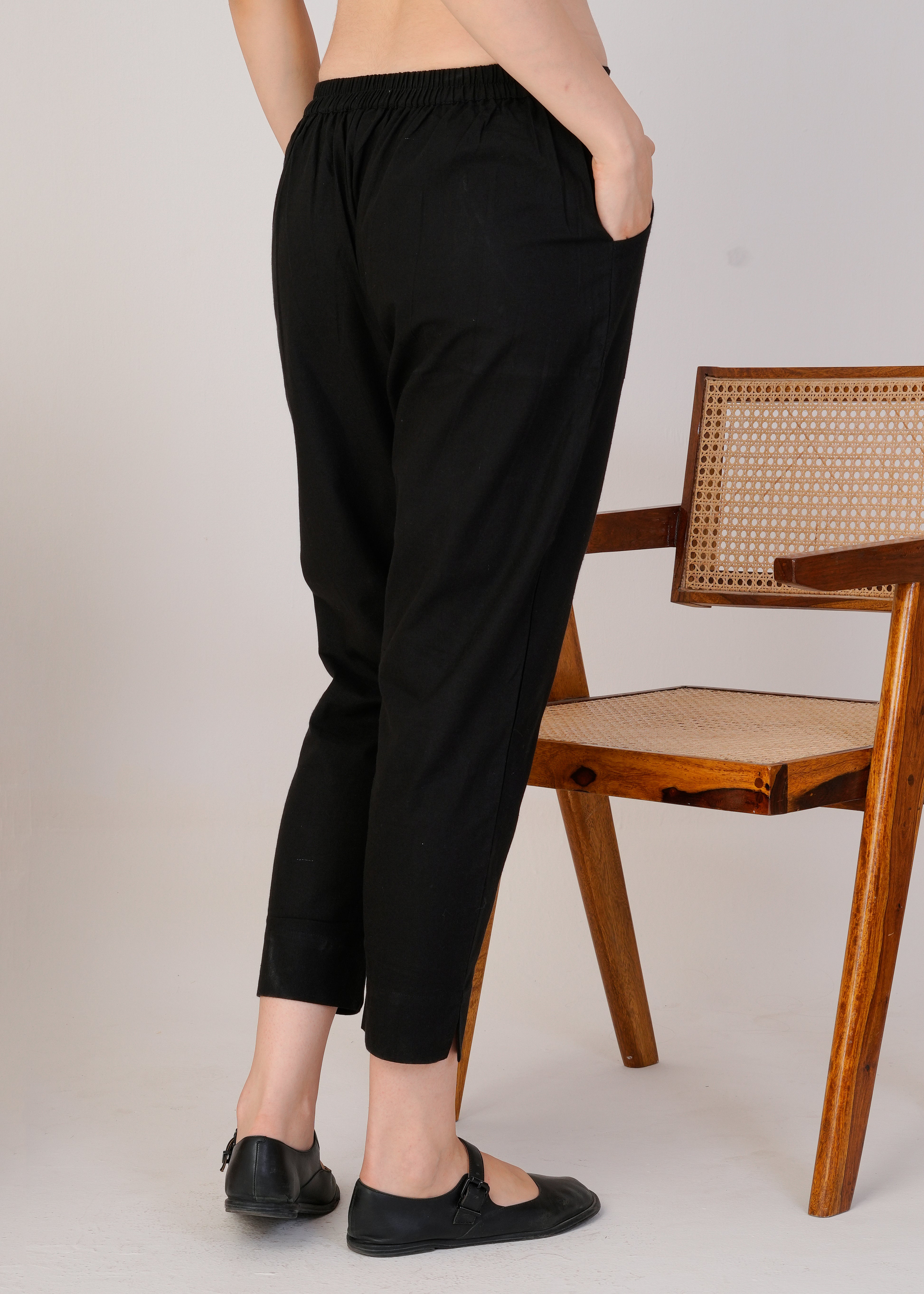 Black Cotton Simple Kurta Pant