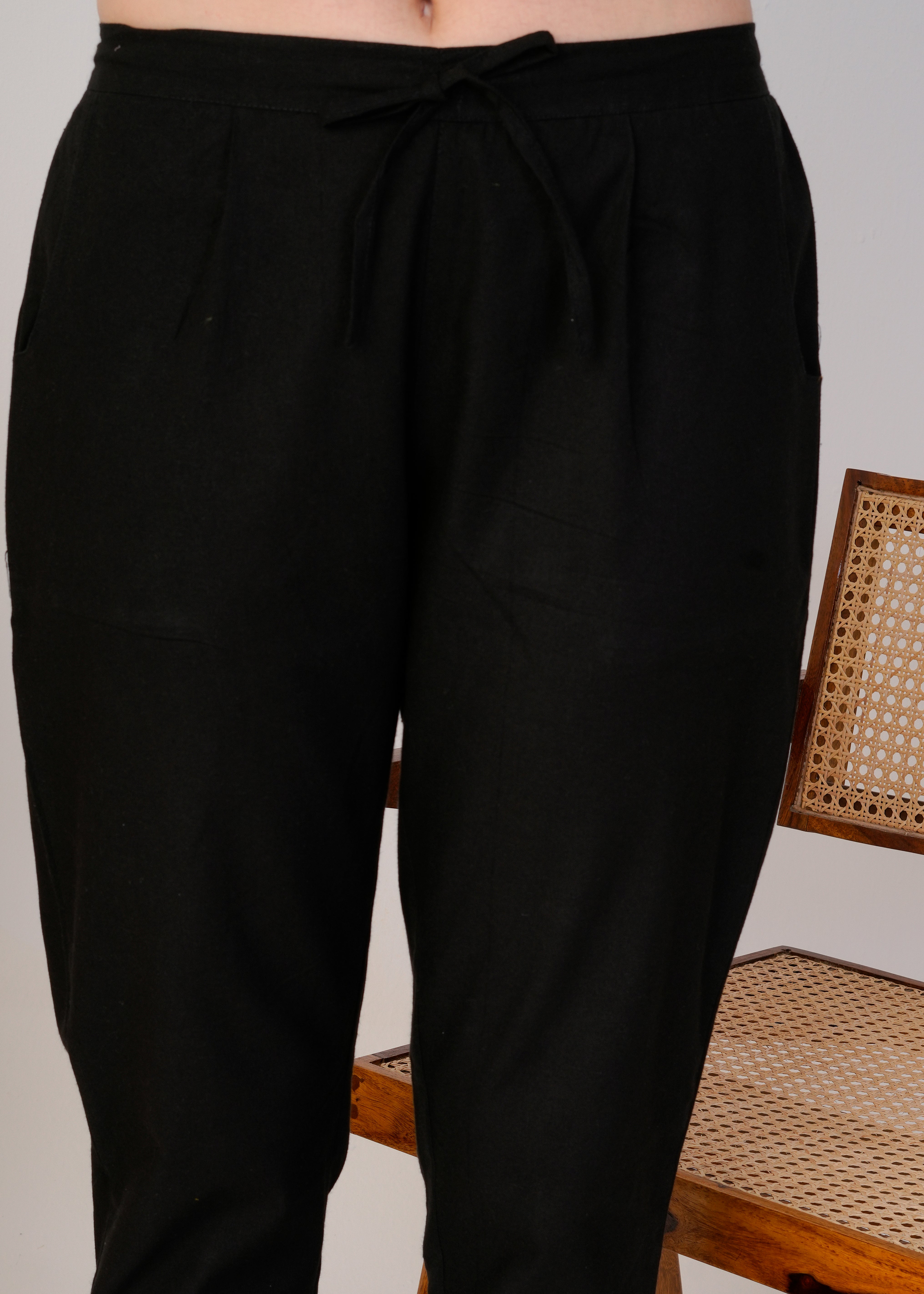 Black Cotton Simple Kurta Pant