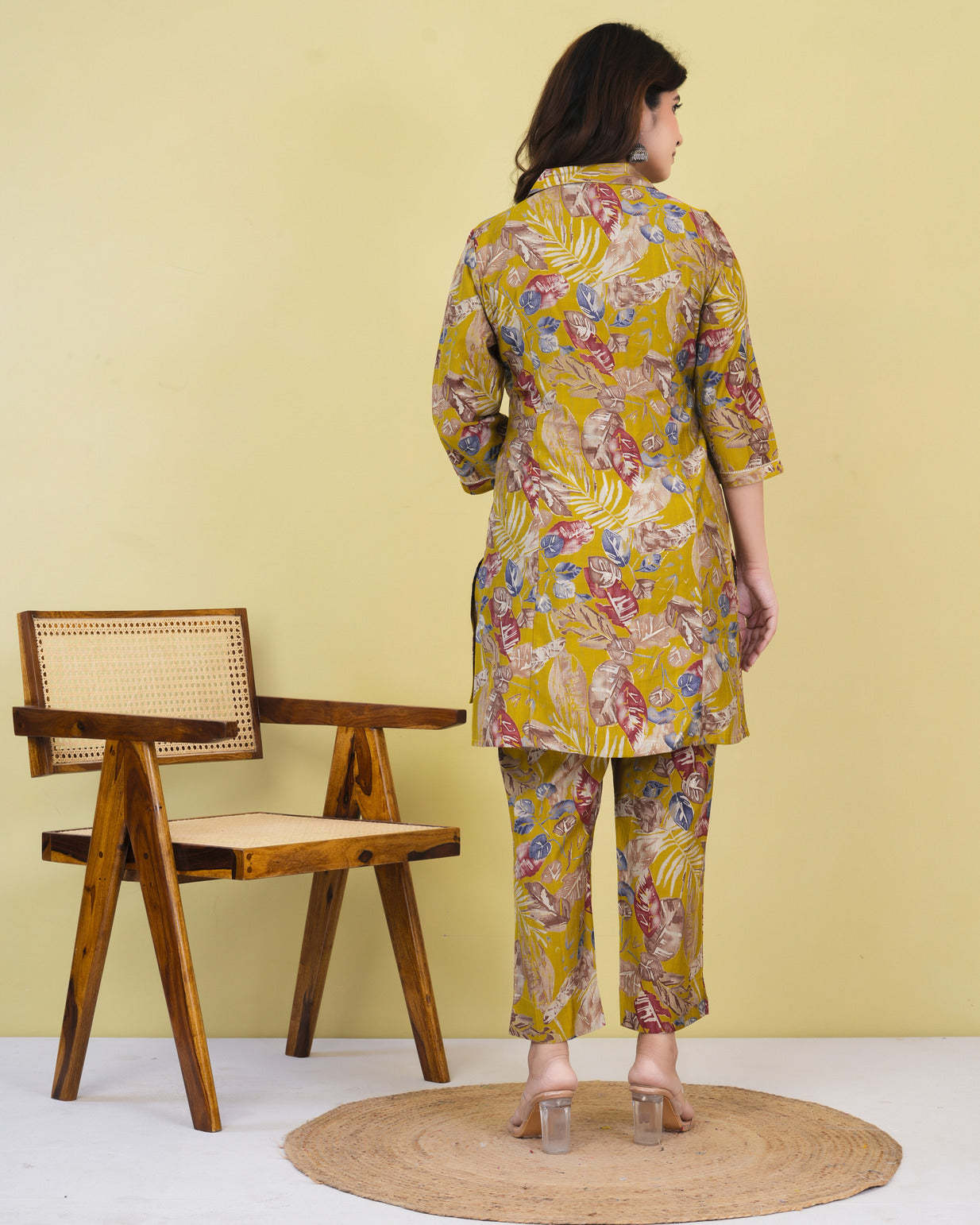 Golden Yellow With Floral Printed Maslin Co-Ord Set