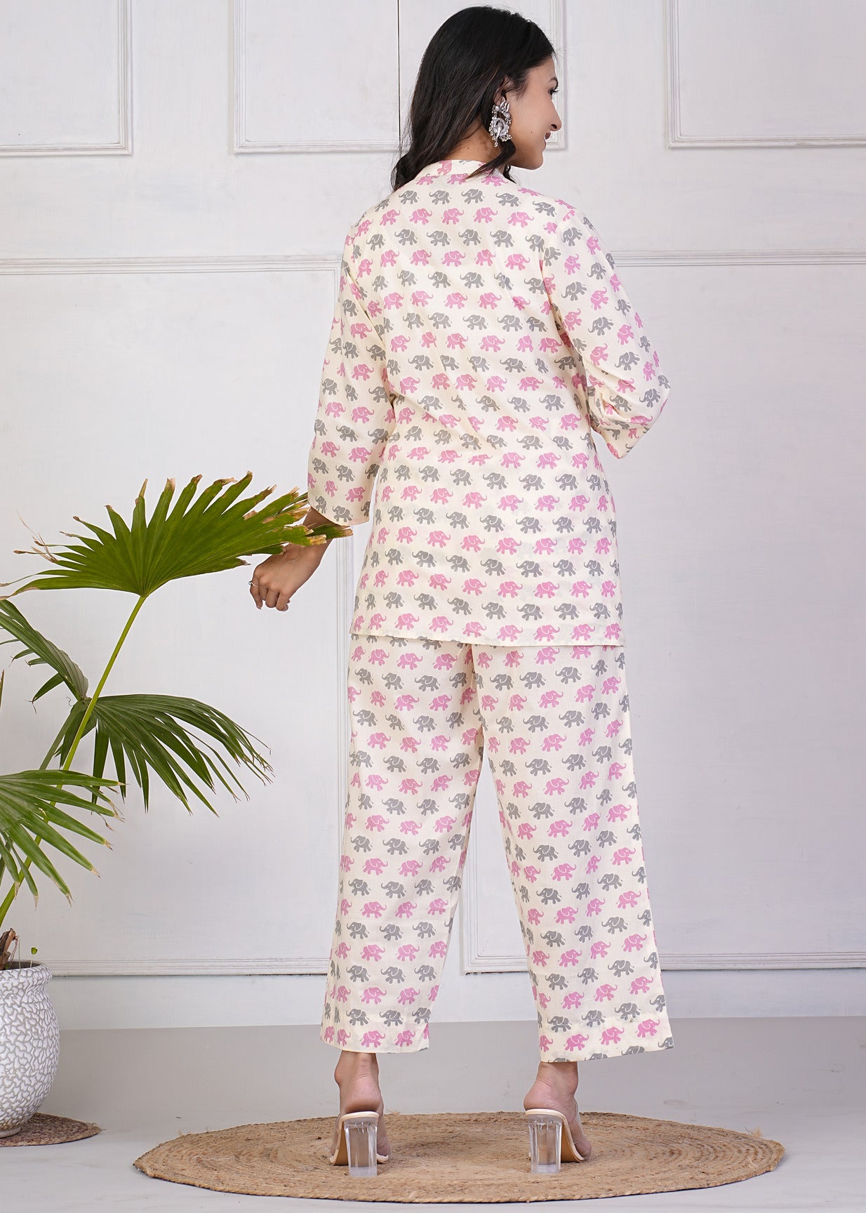 Off-White With Animal Printed Pure Cotton Co-Ord Set