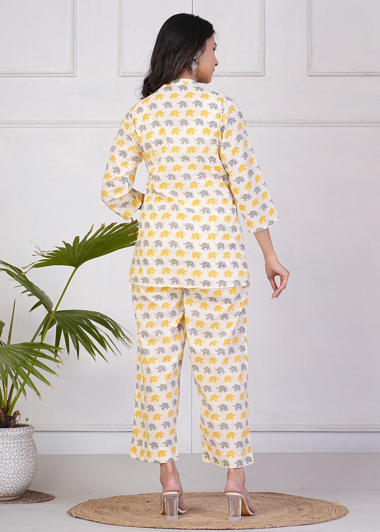 Off-White With Animal Printed Pure Cotton Co-Ord Set