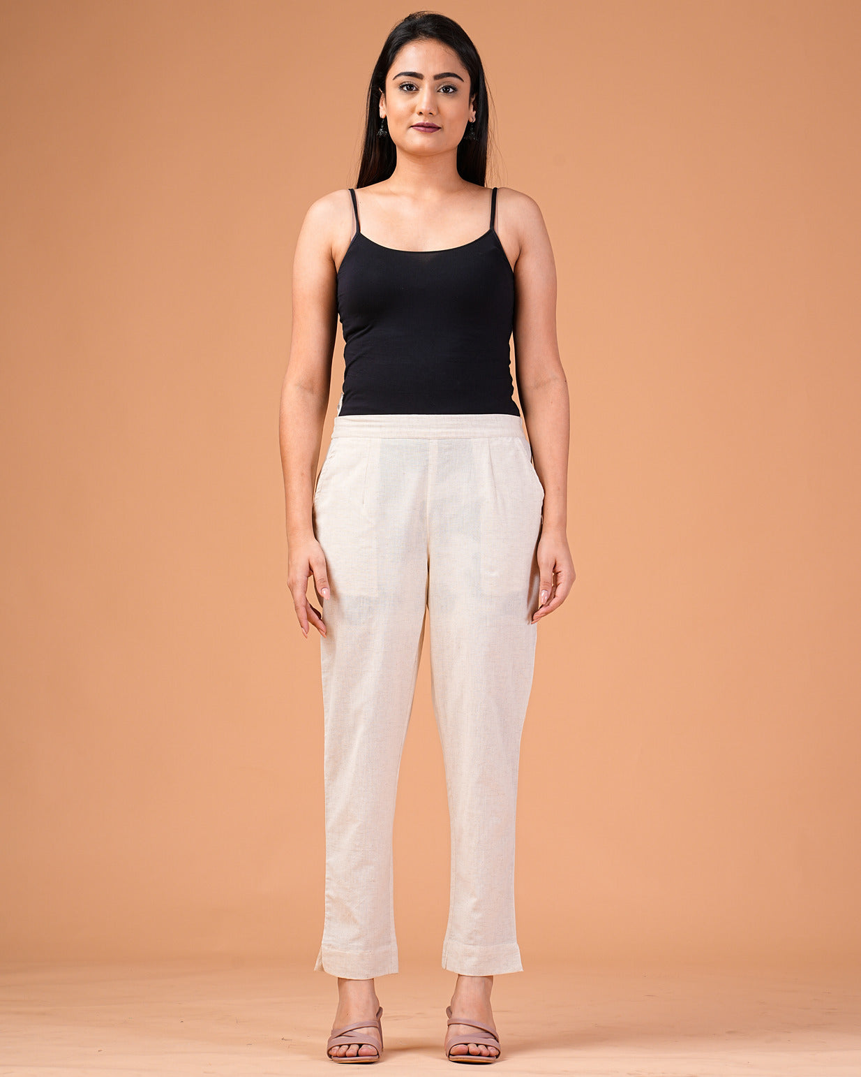 Off-White Cotton Regular Fit Straight Pant