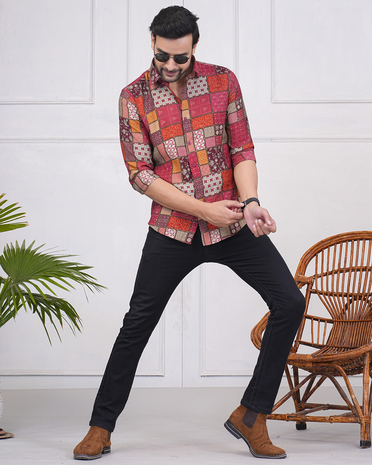 Jaipuri Print Maslin Fabric Regular Fit Men's Shirt