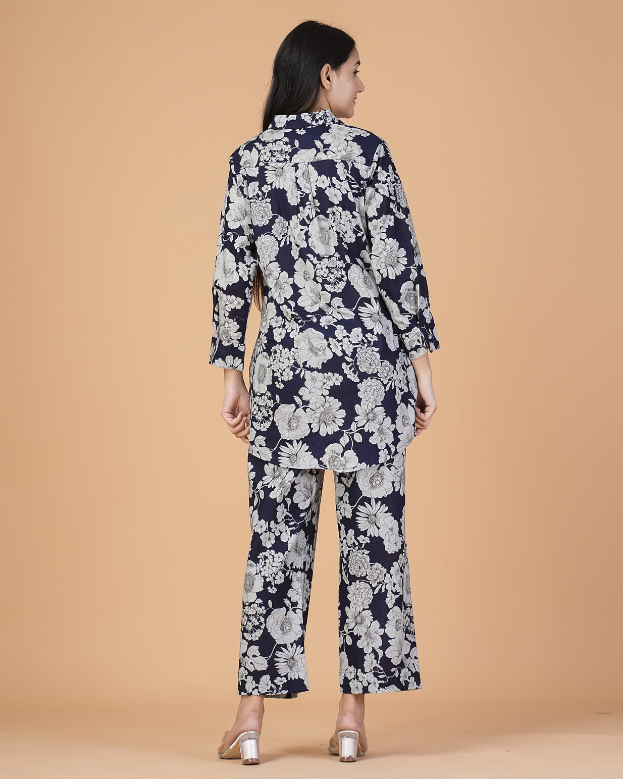 Blue Floral Collar Cotton Co-ord Set