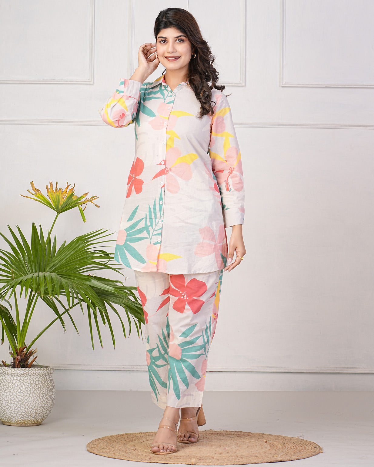 Pastel Floral Printed Cotton Co-Ord Set