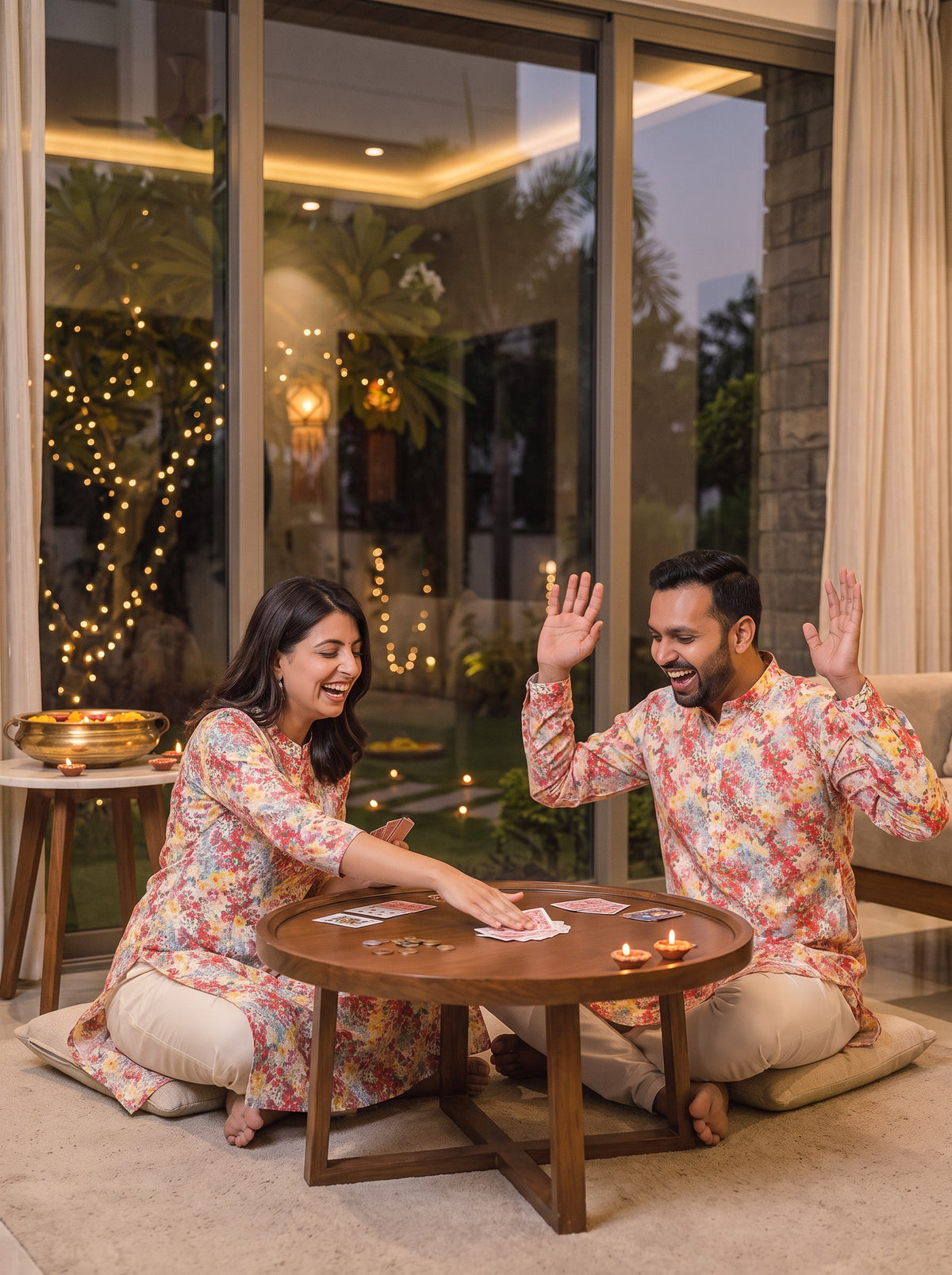 Cream Ditsy Floral Jodi couple candid
