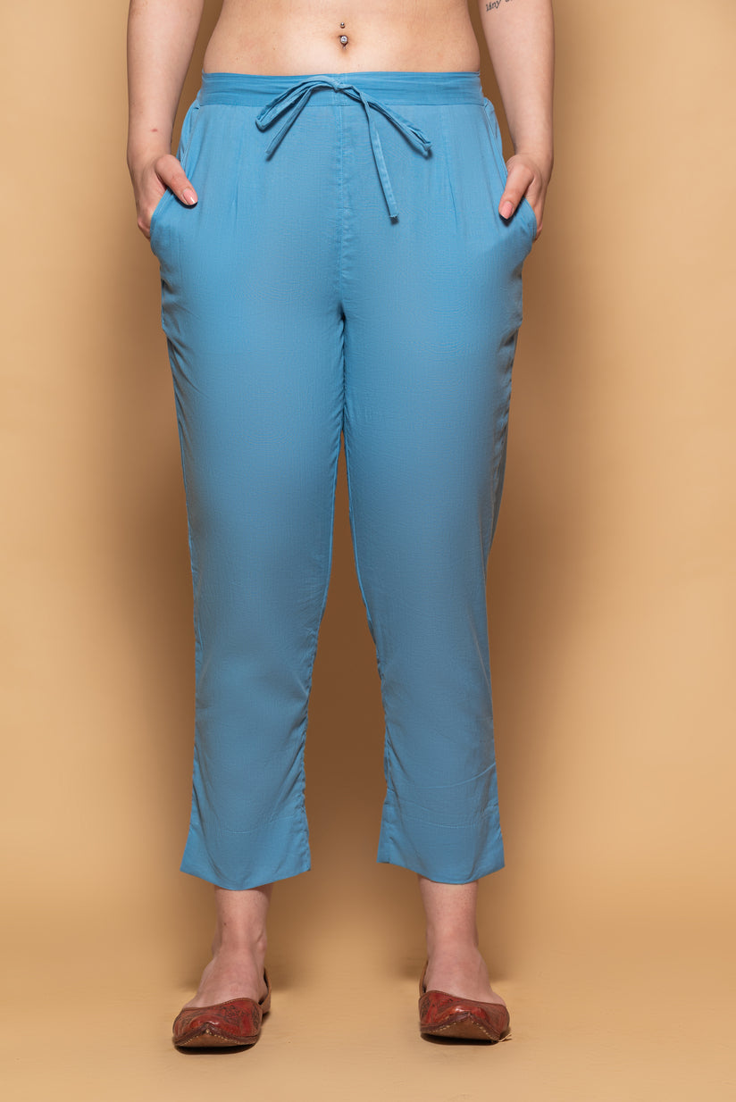 Light Blue Stretchable Straight Pant