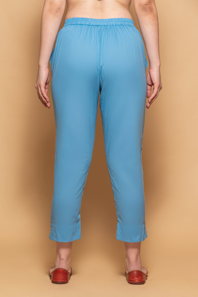 Light Blue Stretchable Straight Pant