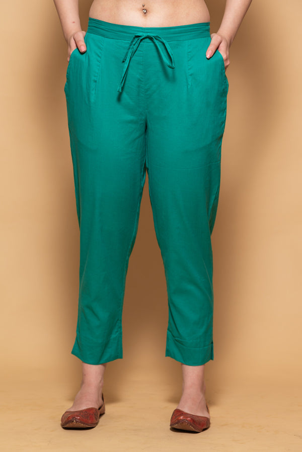 Turquoise Stretchable Straight Pant