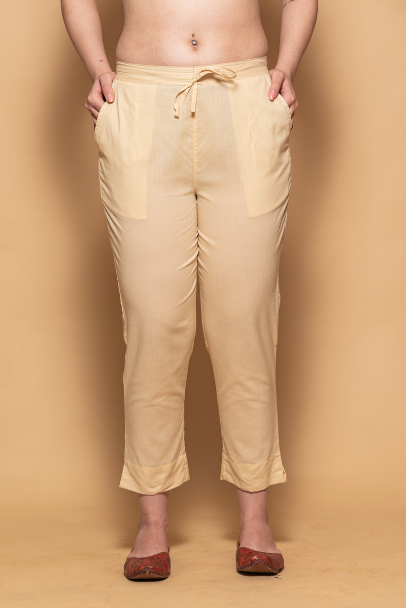 Cream Simple Kurti Pant