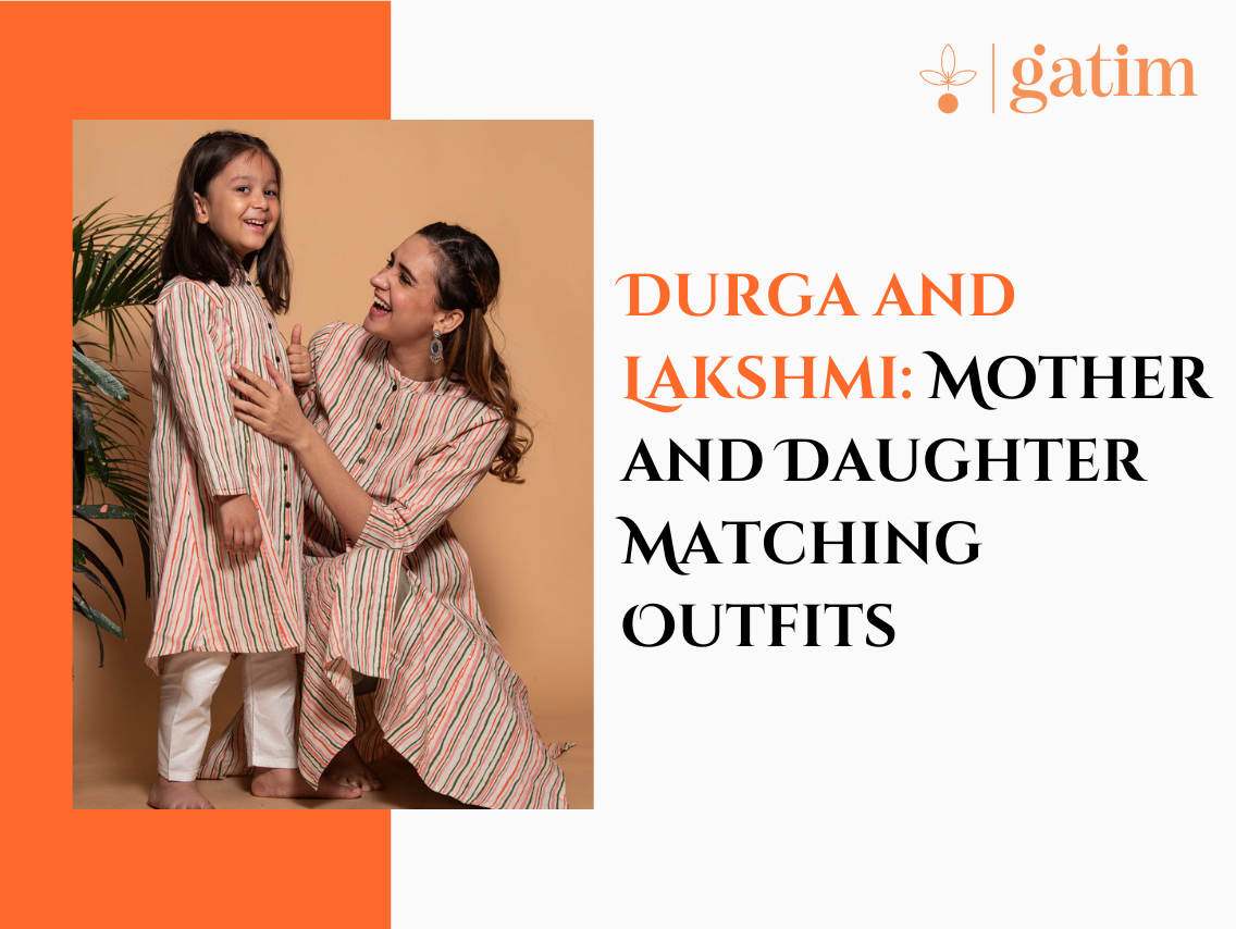 Durga and Lakshmi: Mother and Daughter Matching Outfits