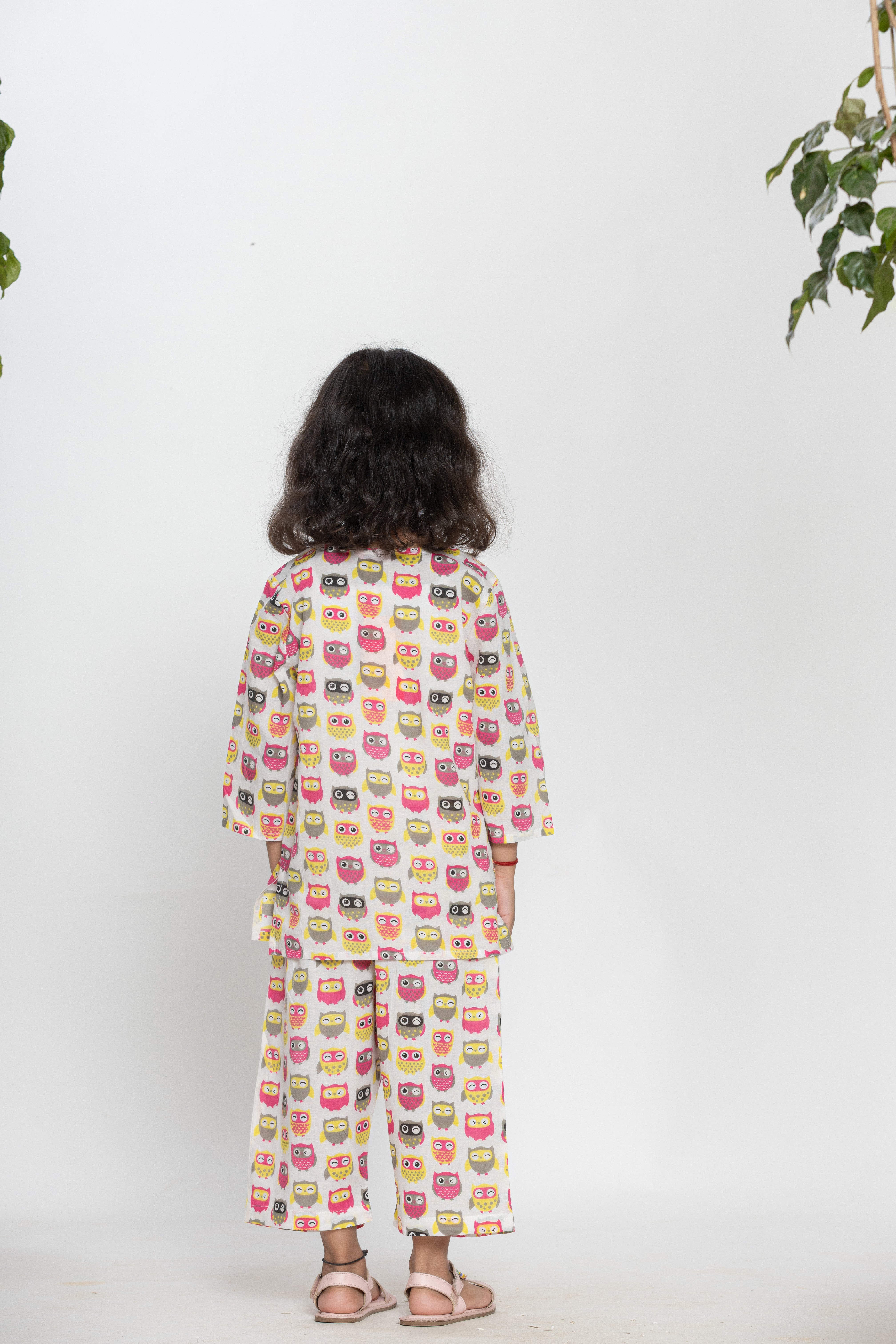 Owl Printed Cotton Kids Night Dress