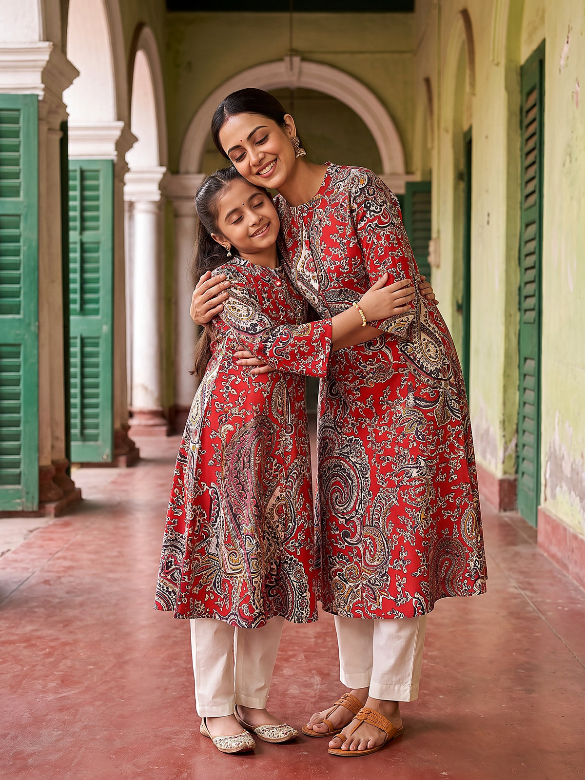 Maa Beti Red Paisley kurti - hug
