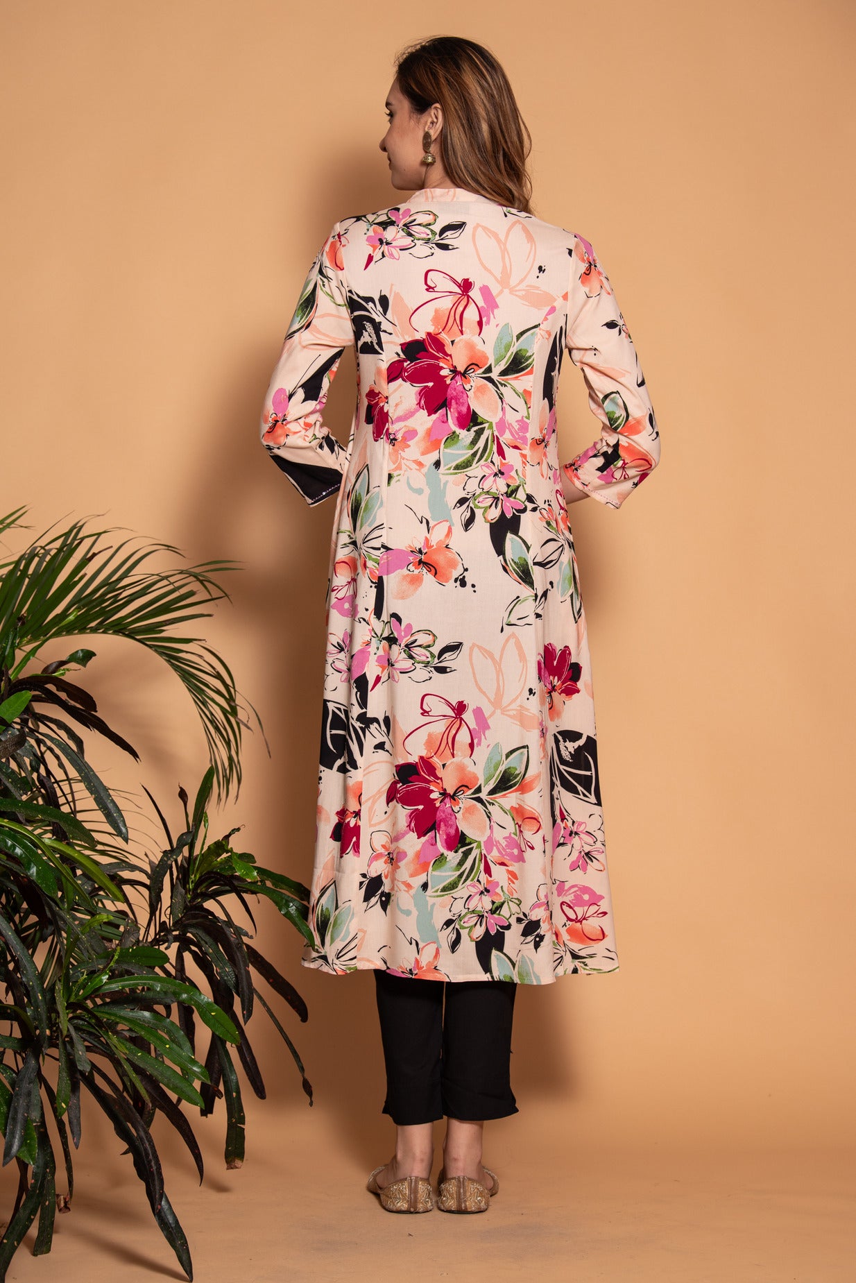 Light Pink Floral Printed Cotton Kurta