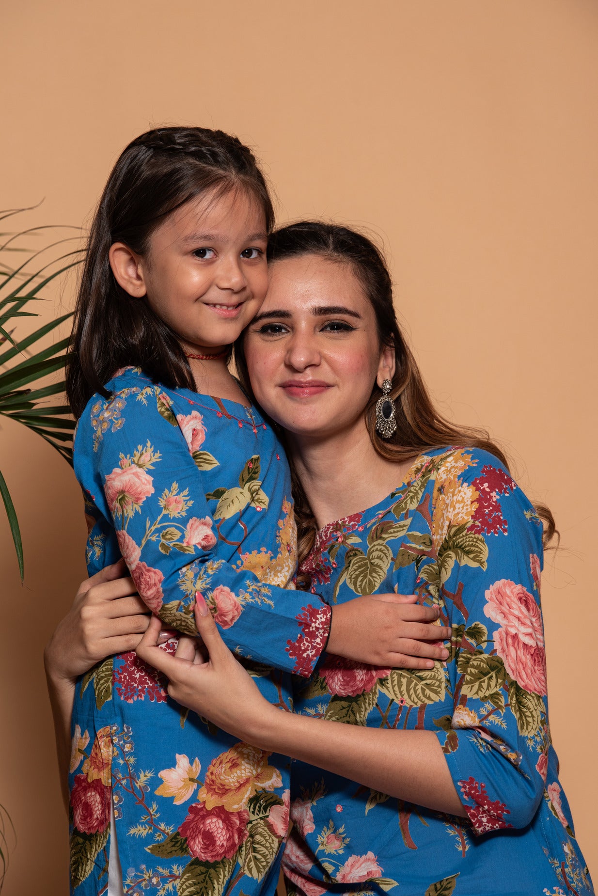 Blue Embellished Floral Printed Cotton Kurti