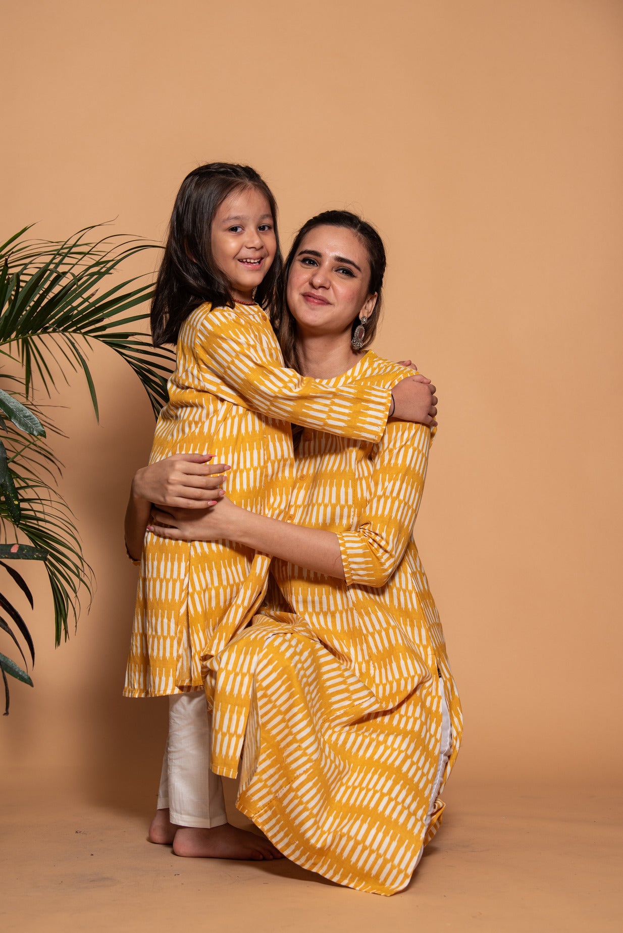 Mustard Temple Printed Cotton Kurta