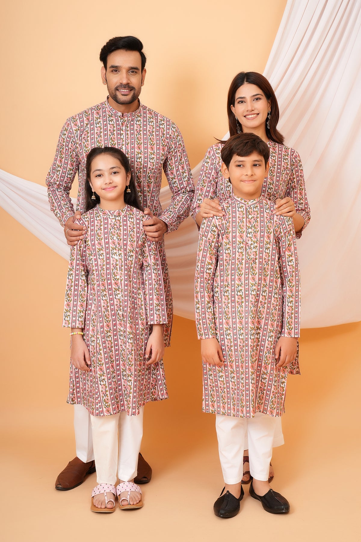 Traditional Floral Print Multicolor Kurta For Beta Pink With Yellow Flower