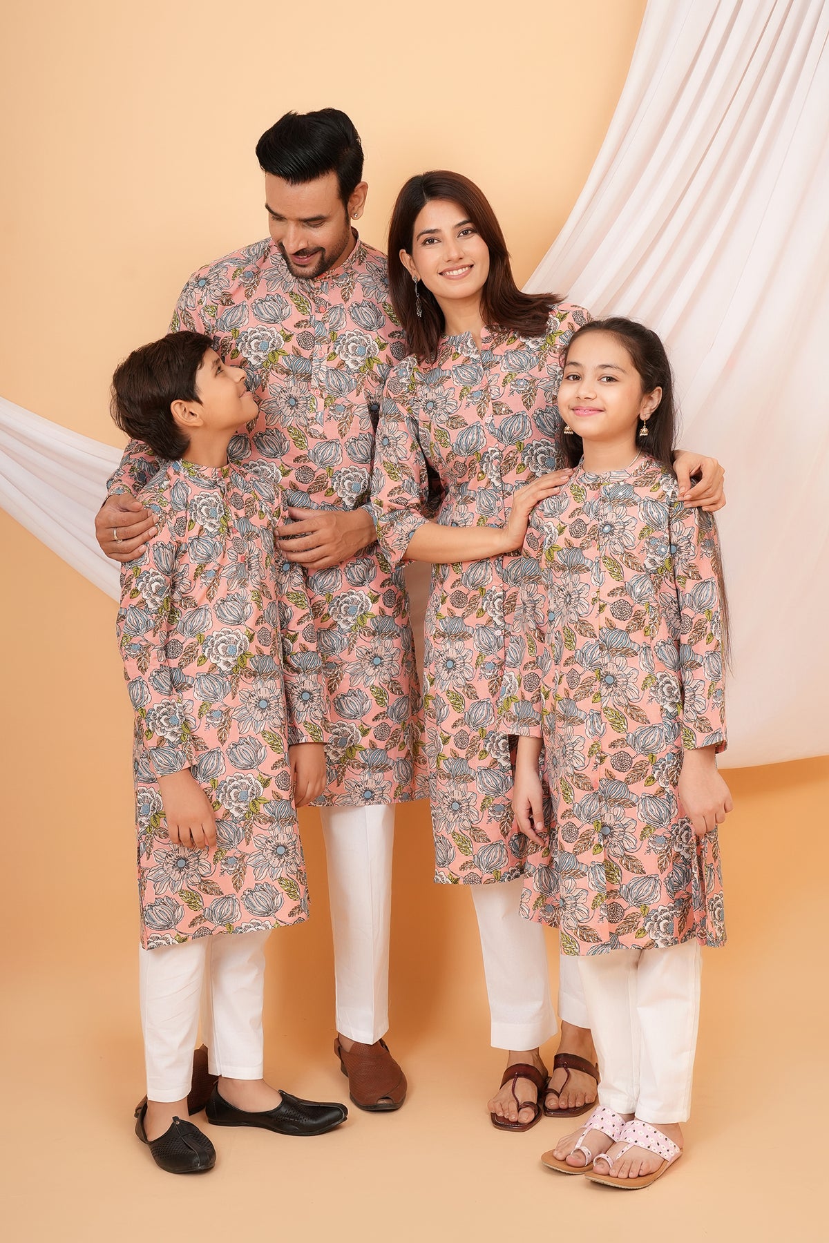Multicolor Floral Printed Pink Base Kurti For Mother