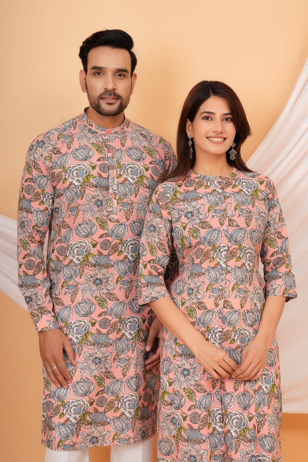Multicolor Floral Printed Pink Base Kurti For Mother