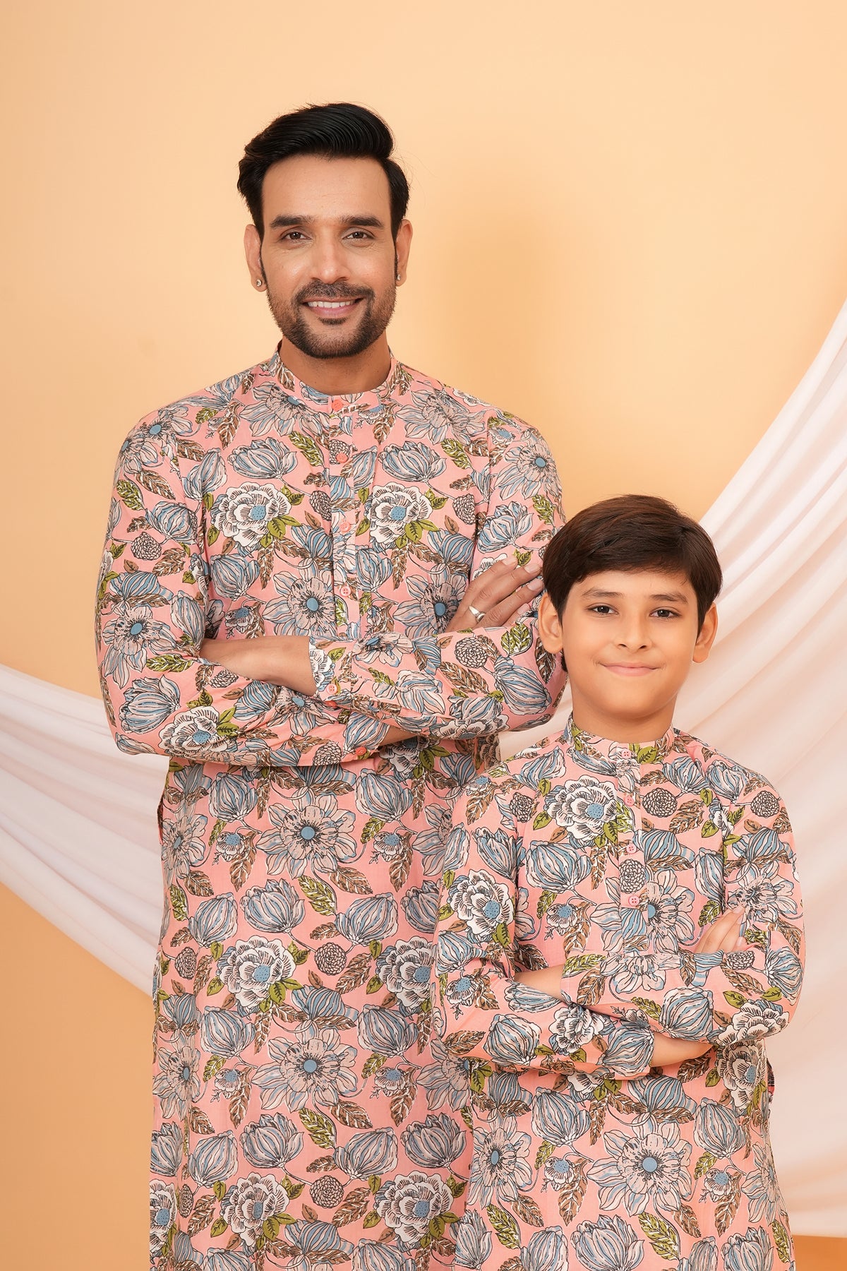 Multicolor Floral Printed Pink Base Kurti For Mother