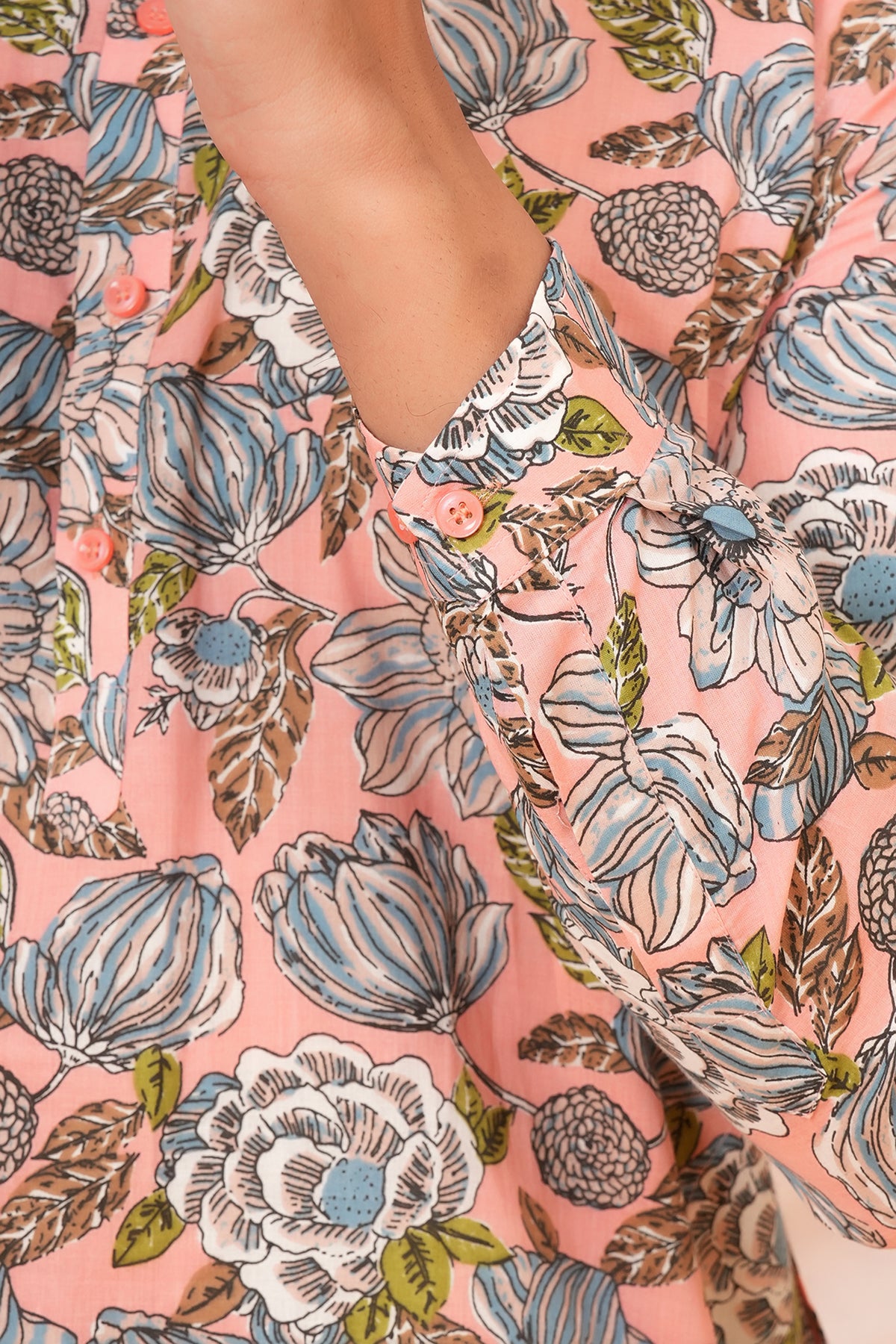 Multicolor Floral Printed Pink Base Kurti For Mother