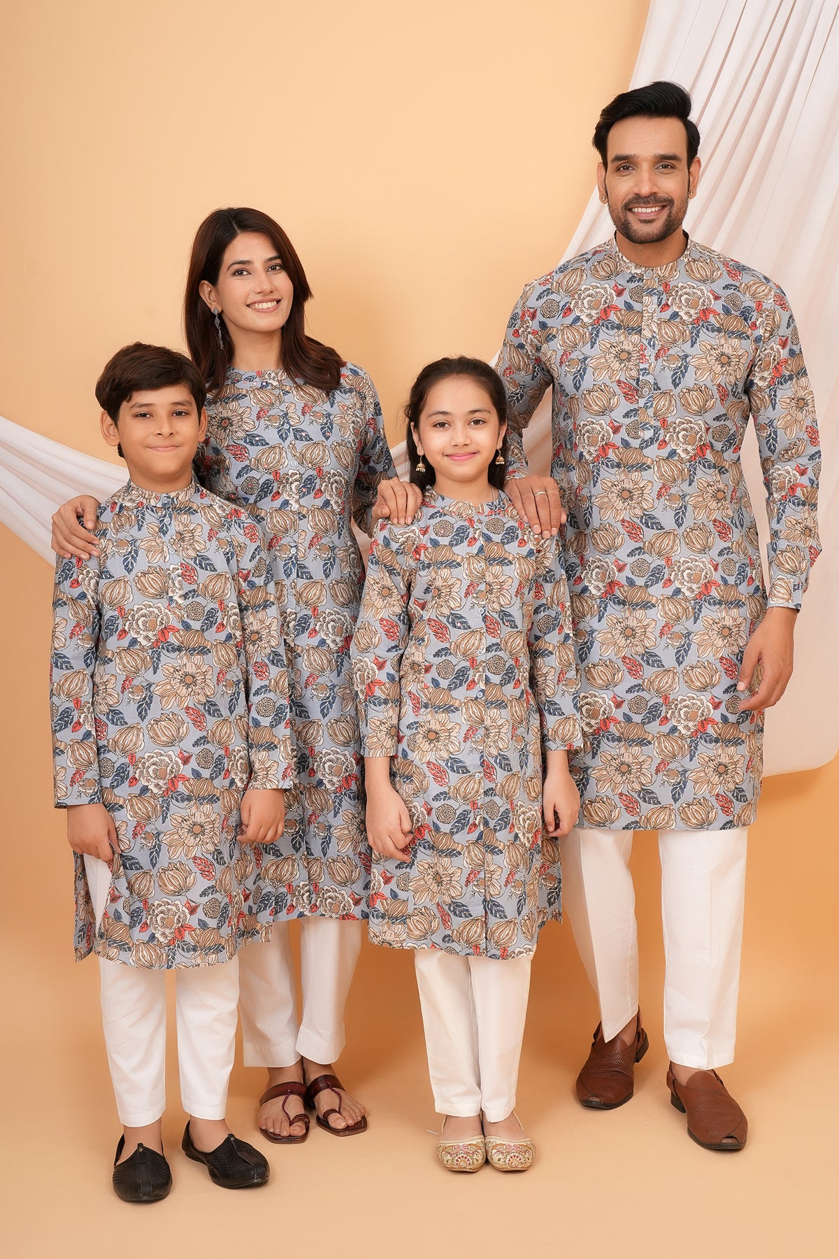 Multicolor Floral Printed Grey Base Kurta For Beta