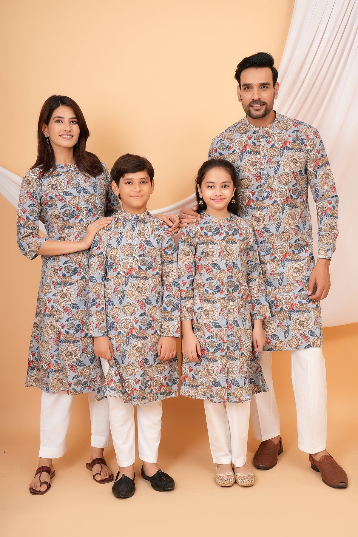 Multicolor Floral Printed Grey Base Kurti For Mother