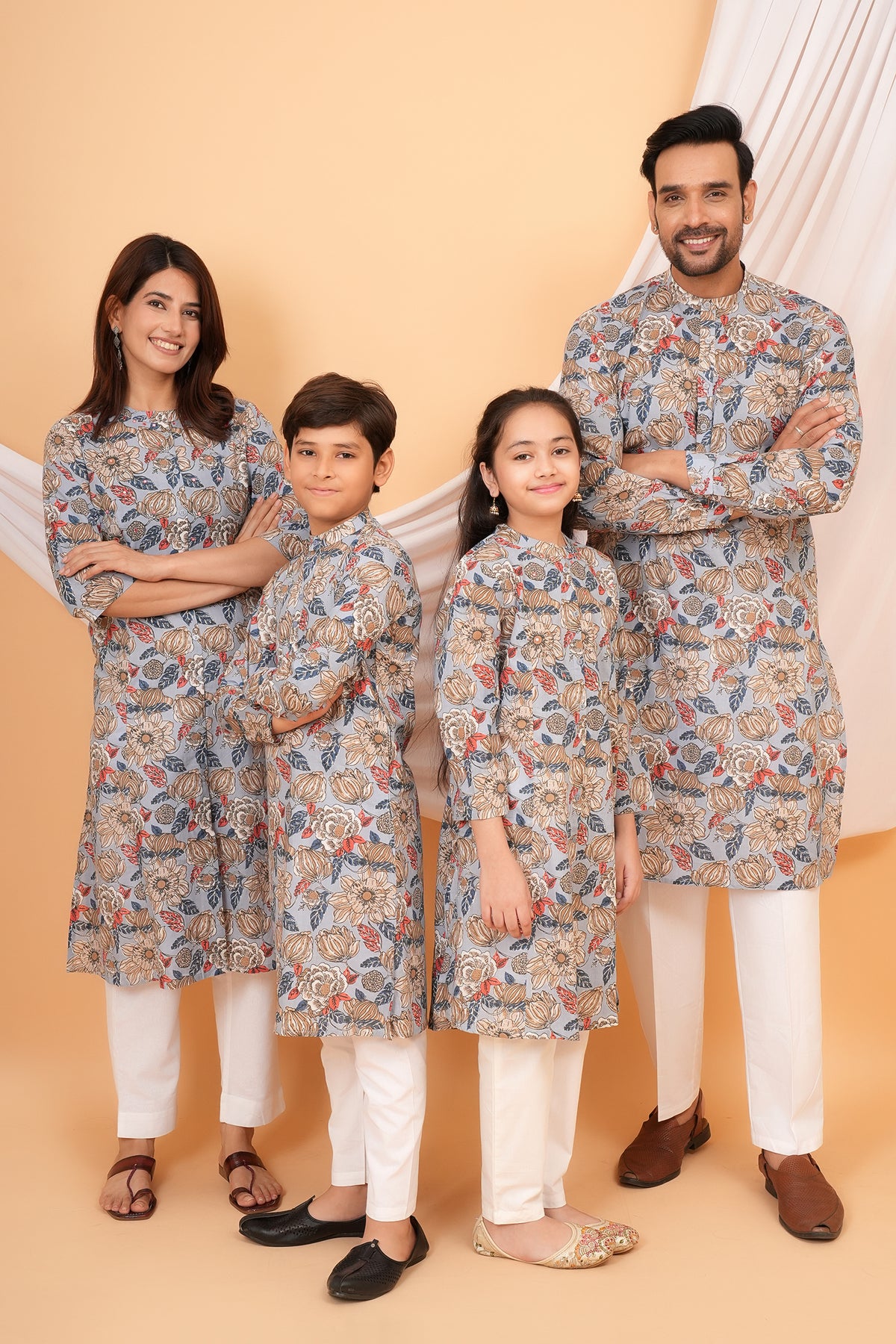 Multicolor Floral Printed Grey Base Kurti For Mother
