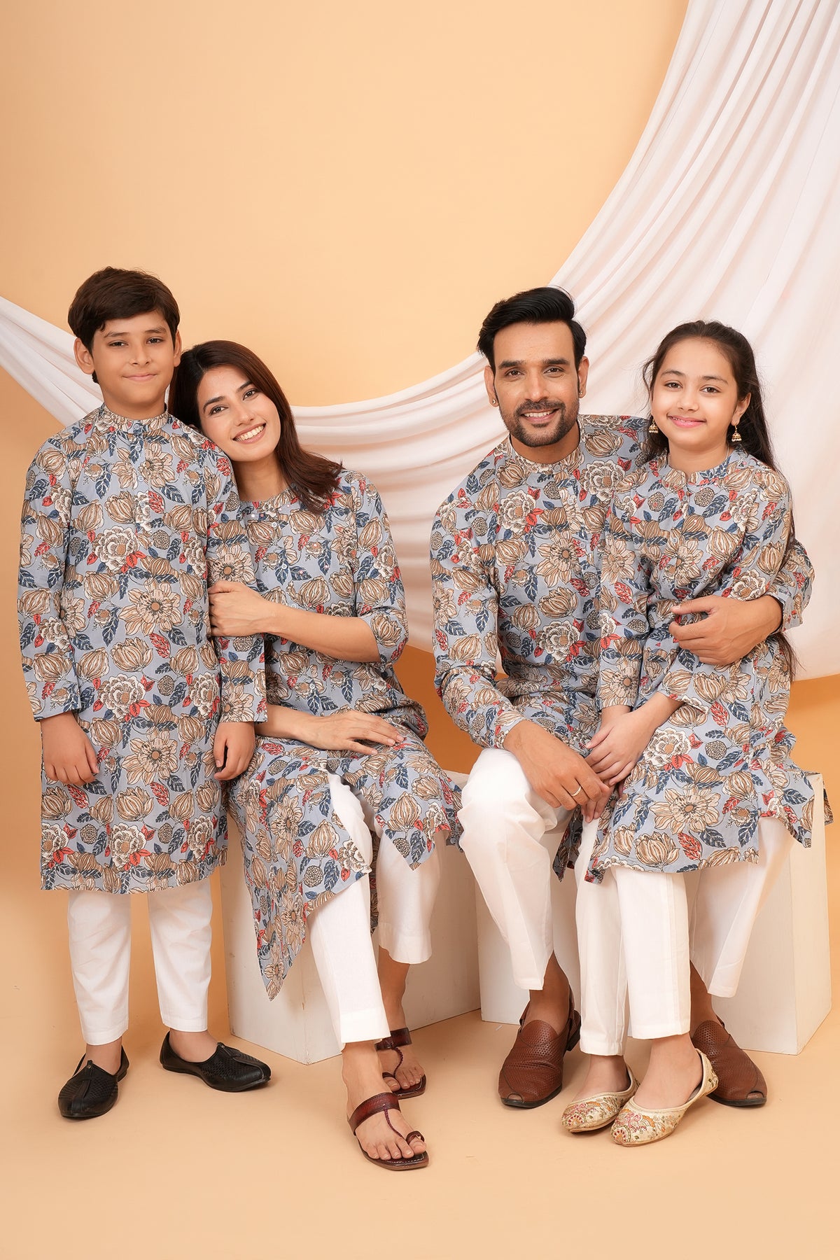 Multicolor Floral Printed Grey Base Kurti For Mother