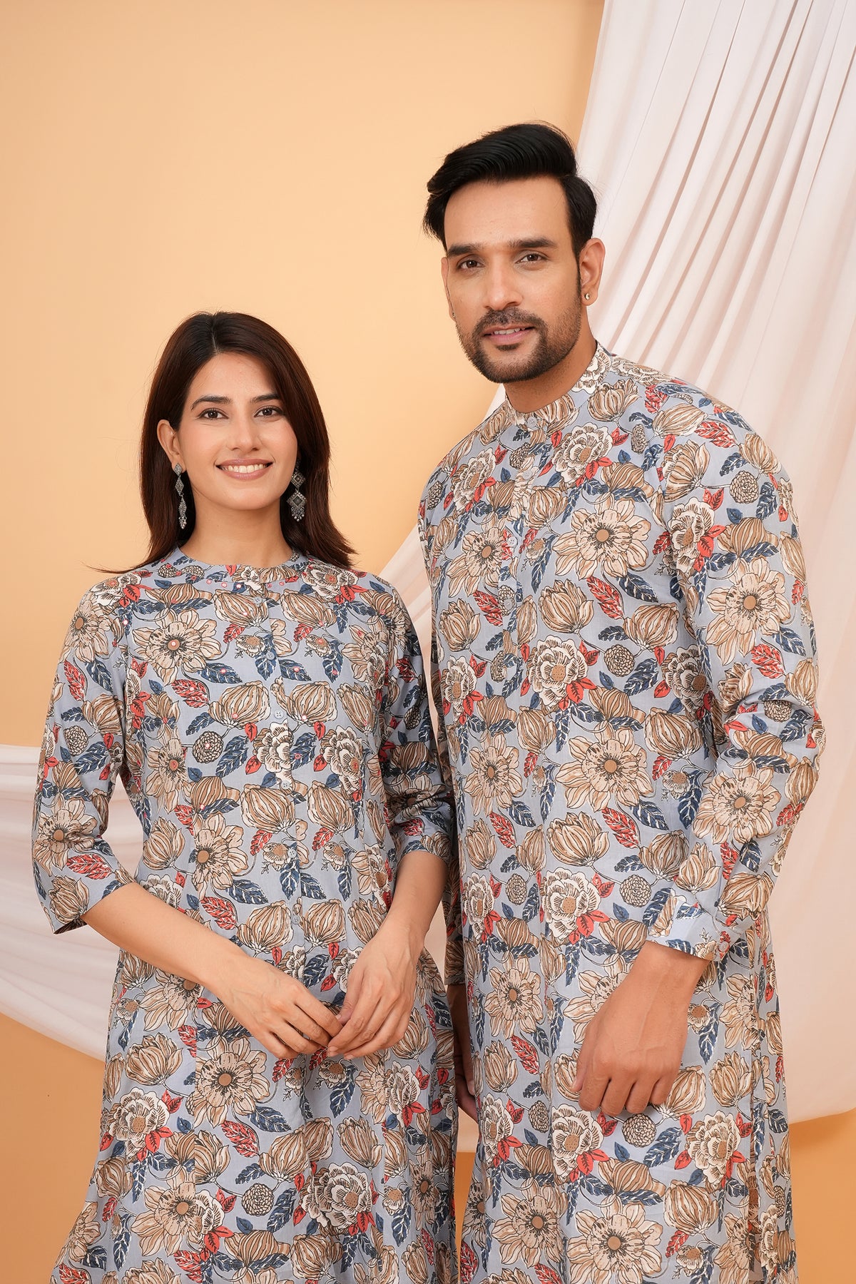 Multicolor Floral Printed Grey Base Kurta For Beta