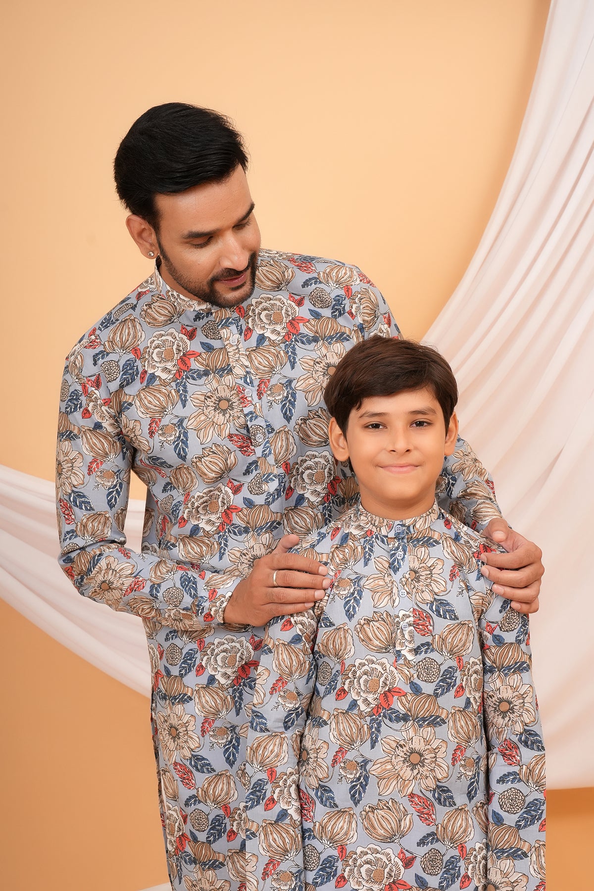 Multicolor Floral Printed Grey Base Kurta For Beta
